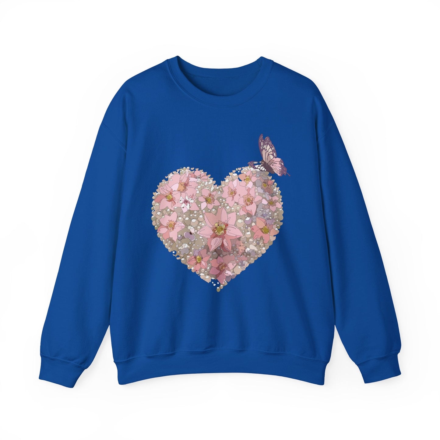 Unisex Floral Heart Sweatshirt Floral Love Valentines Day Gildan 18000 Heavy Blend Crewneck