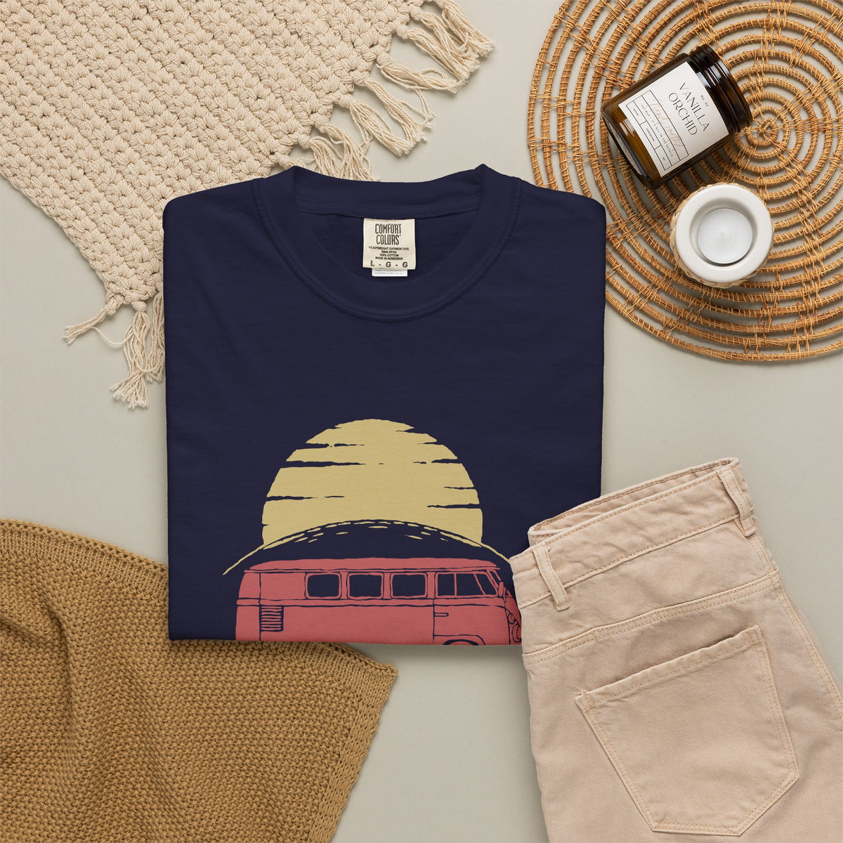 Lets Get Lost Somewhere Retro Sunset Unisex Comfort Colors Garment-Dyed Heavyweight 100 Cotton Art Design T-Shirt w93