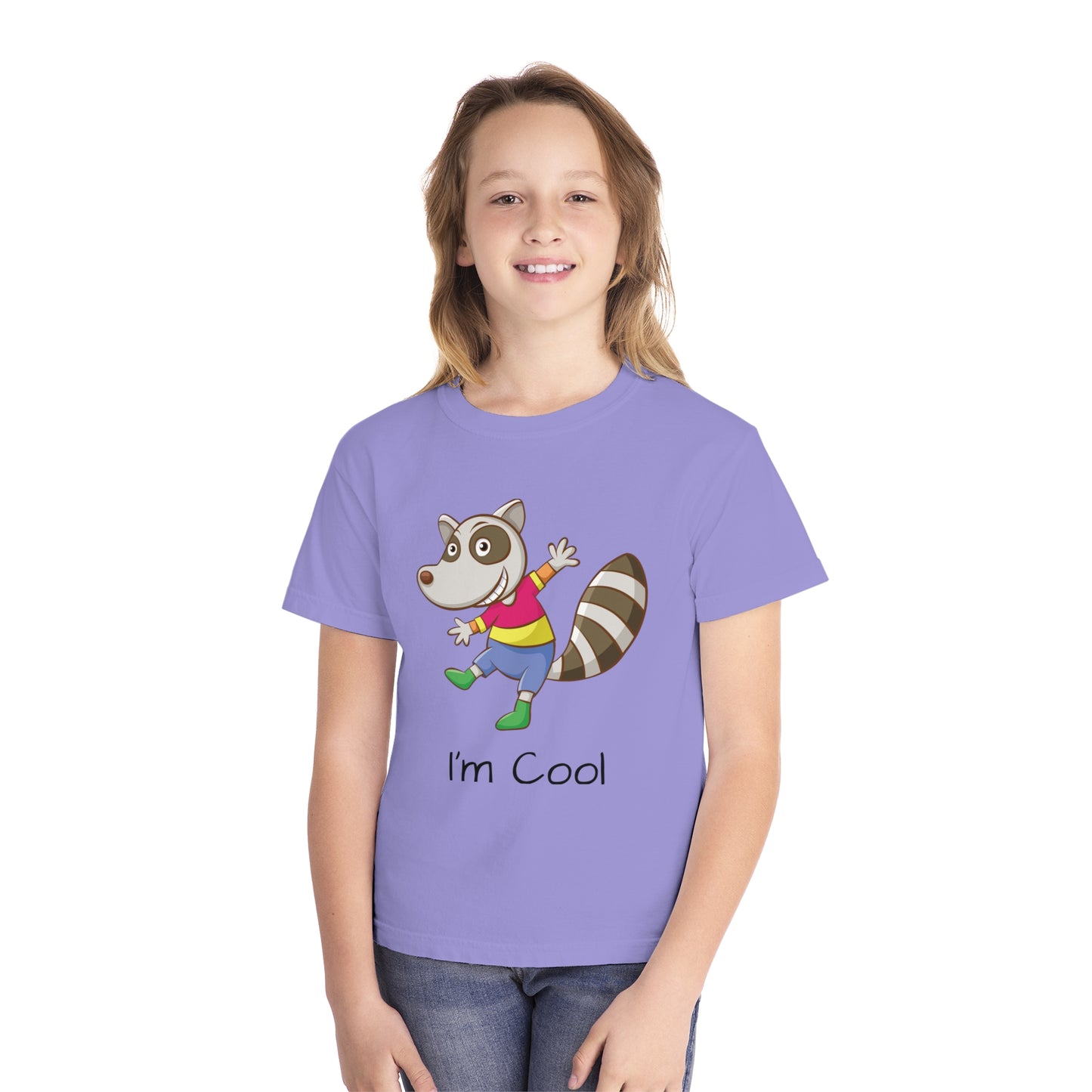 Youth Tee Shirt with Cool Raccoon