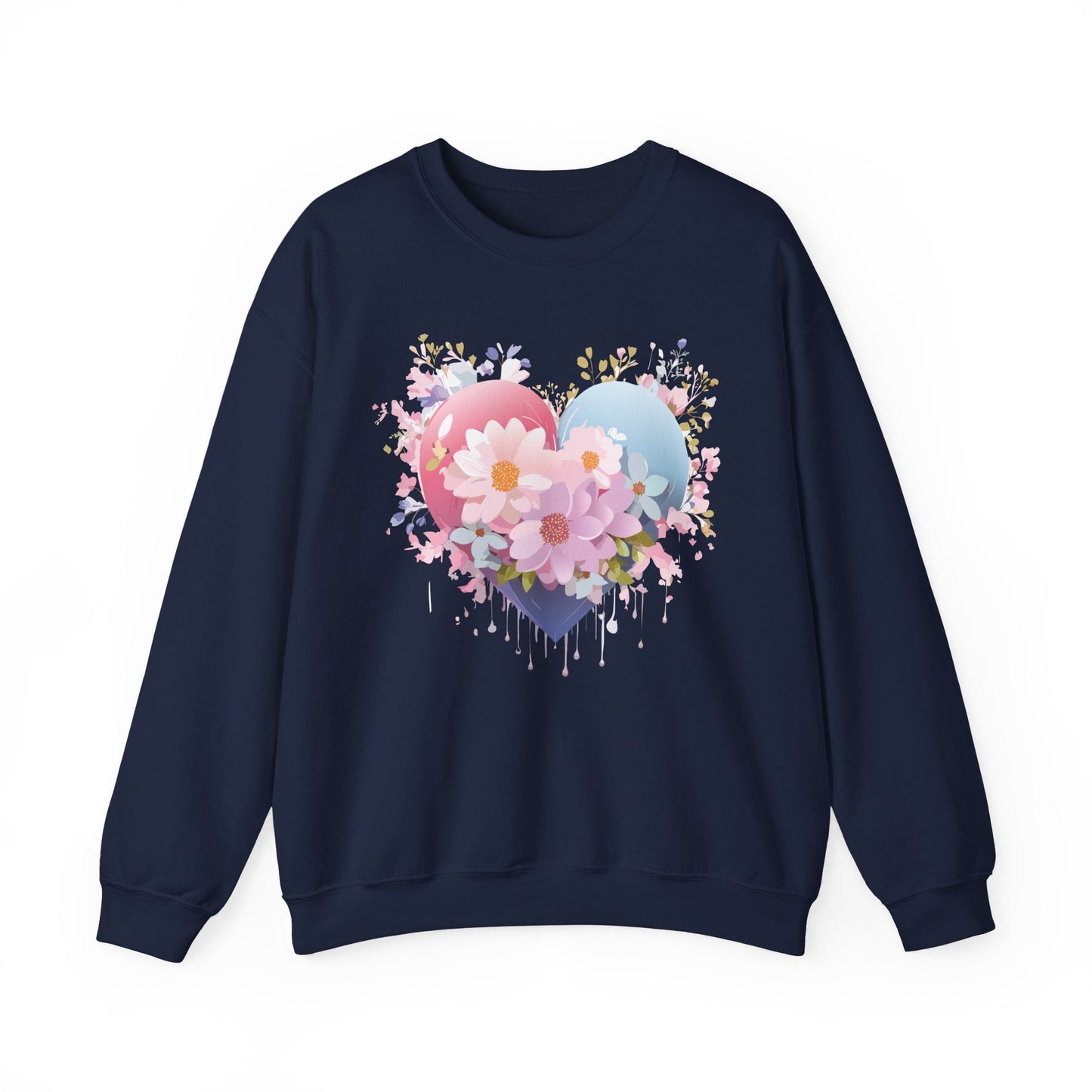 Floral Heart Unisex Crewneck Sweatshirt Gildan 18000 Heavy Blend 50 Cotton 50 Polyester