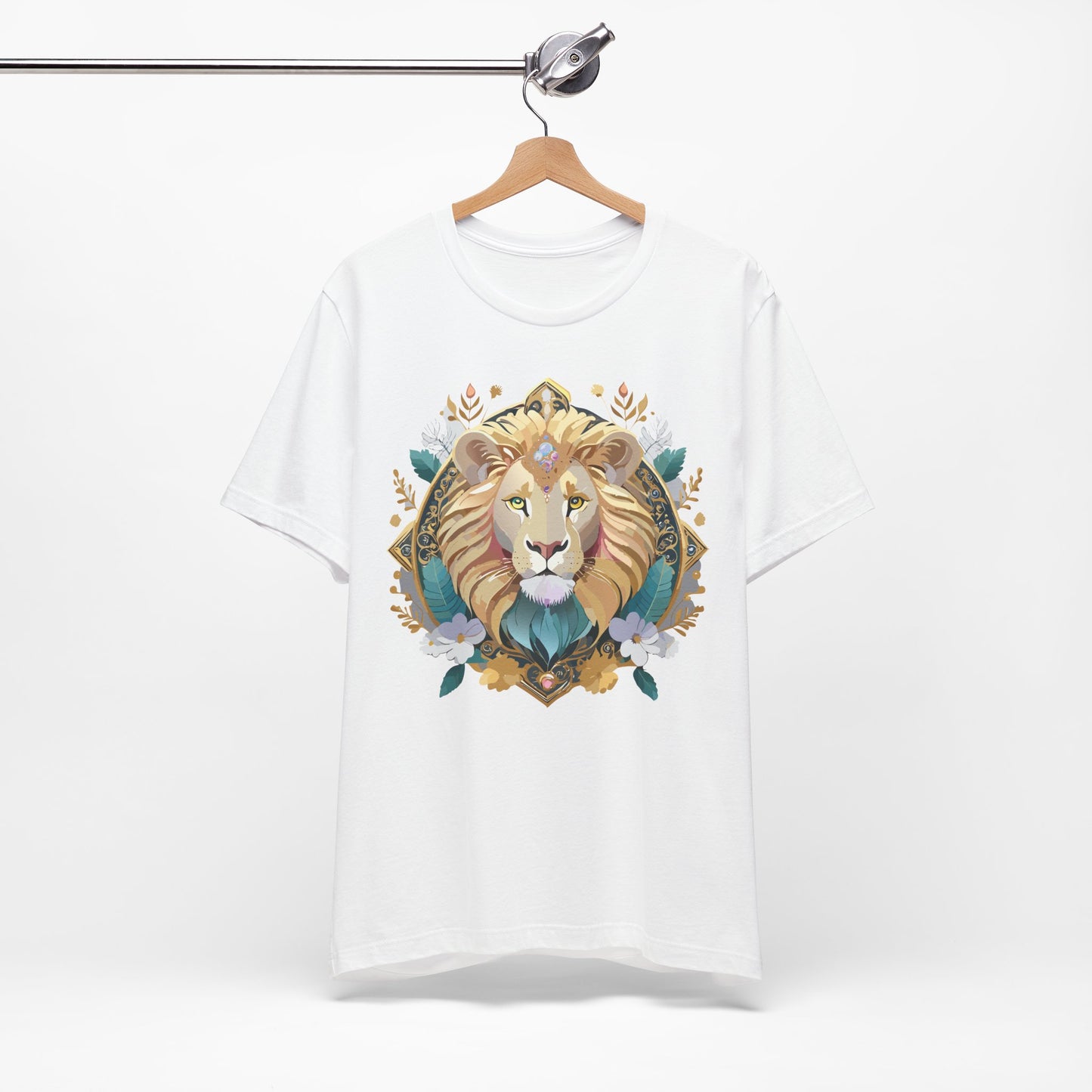 Unisex Lion Graphic Tee, Animal Shirt, Tee Shirt with Lion, Medallion T-Shirt, Animal Medallion Tees 2