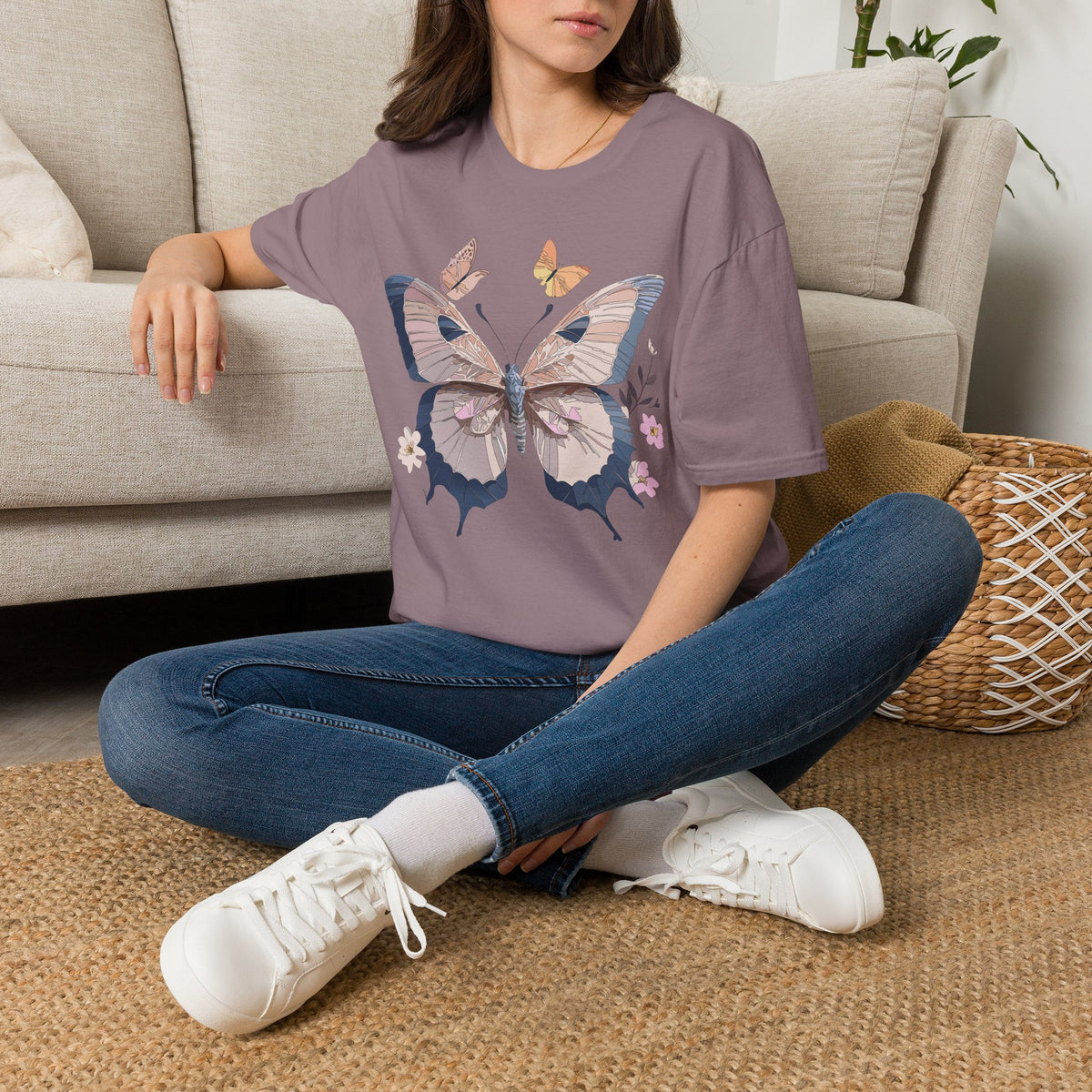 Pastel Butterfly Floral Wings Graphic Design Unisex 100 Cotton Gildan T-Shirt