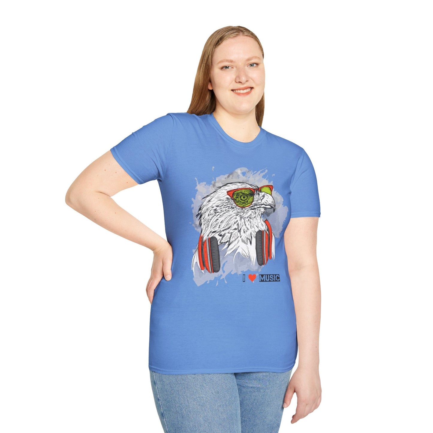 I Love Music Animals Shirt With Headphones Unisex Gildan Softstyle 64000 Tee Premium
