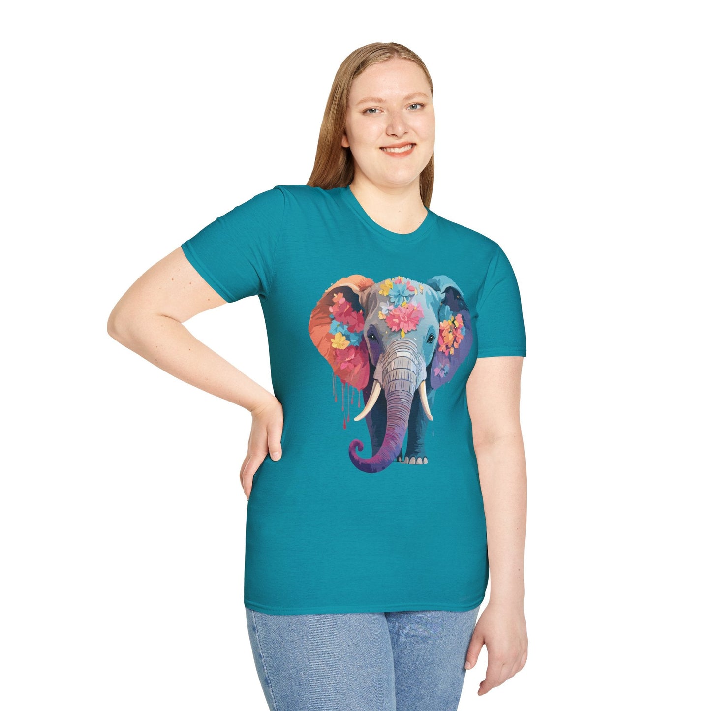 Unisex Elephant T Shirt Gildan SoftStyle 64000 100 Percent Ring Spun Cotton Tee Shirt
