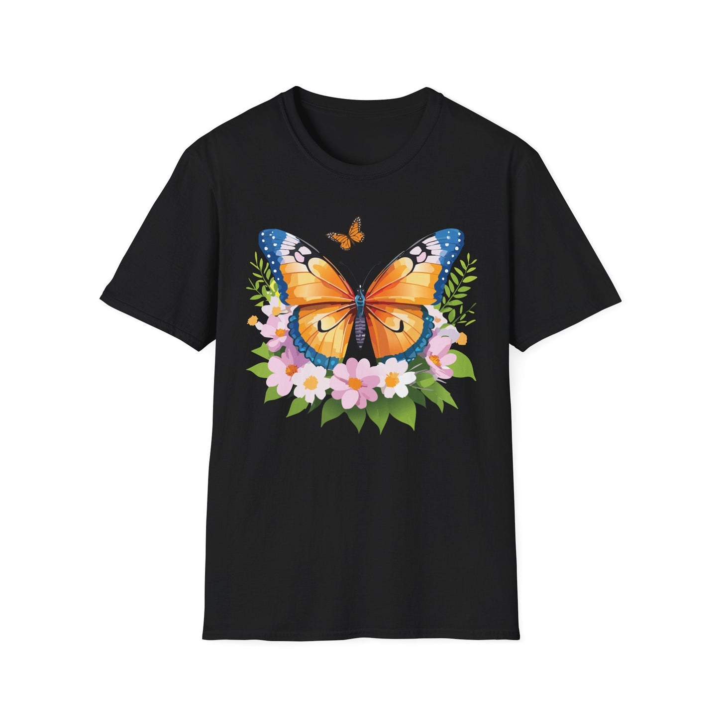 Butterfly Shirt Unisex Cotton Tee Monarch Butterfly Design Gildan Softstyle 64000 Short Sleeve