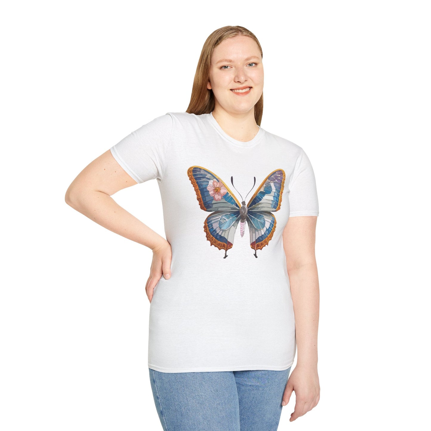Unisex Butterfly Shirt Softstyle Tee 100 Percent Ring Spun Cotton Monarch Print Tee