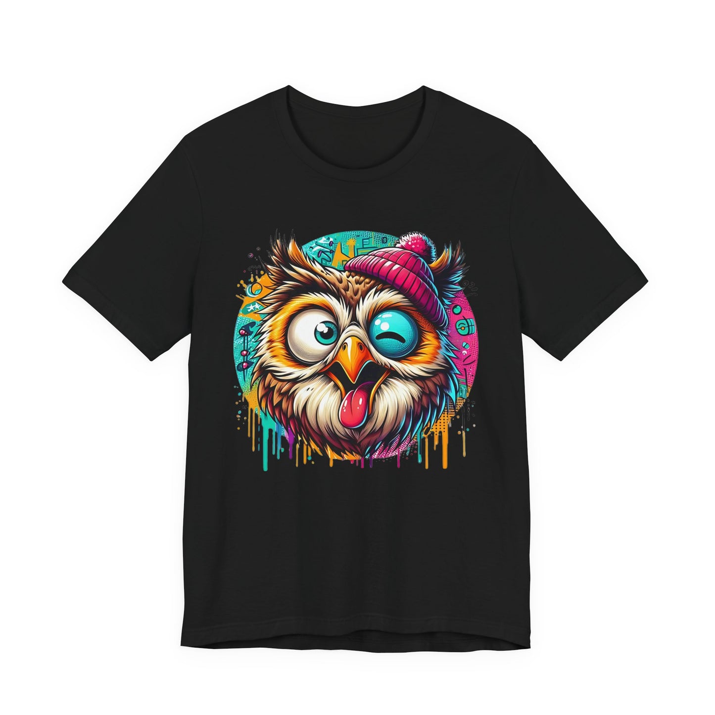 Colorful Owl Graphic Tee, Fun Owl Shirt, Funny Bird Shirt, Cute Cartoon Tees, Animal T-Shirt, Animal Tees, Art Design T-Shirt