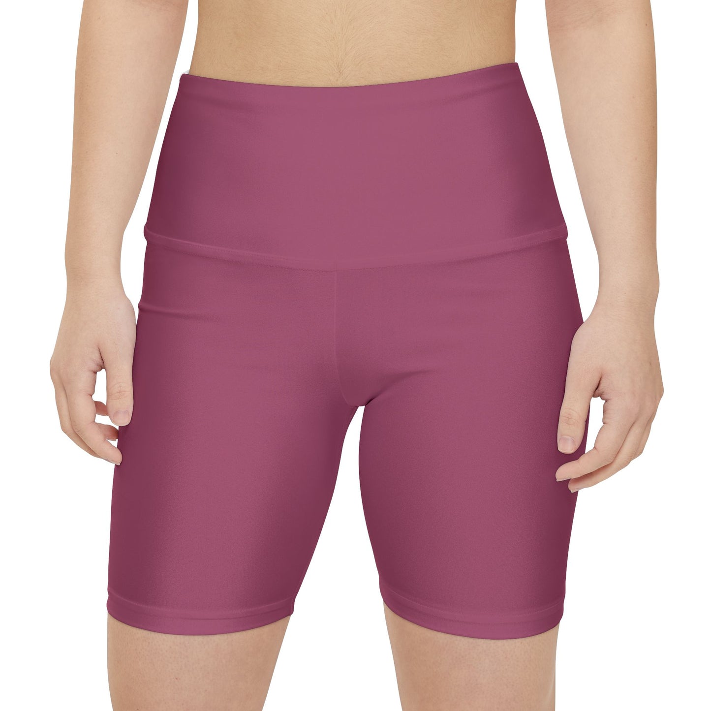 Rosewood Rose Women's Workout Shorts — Solid High-Waist Biker Shorts for Exercise & Everyday Wear