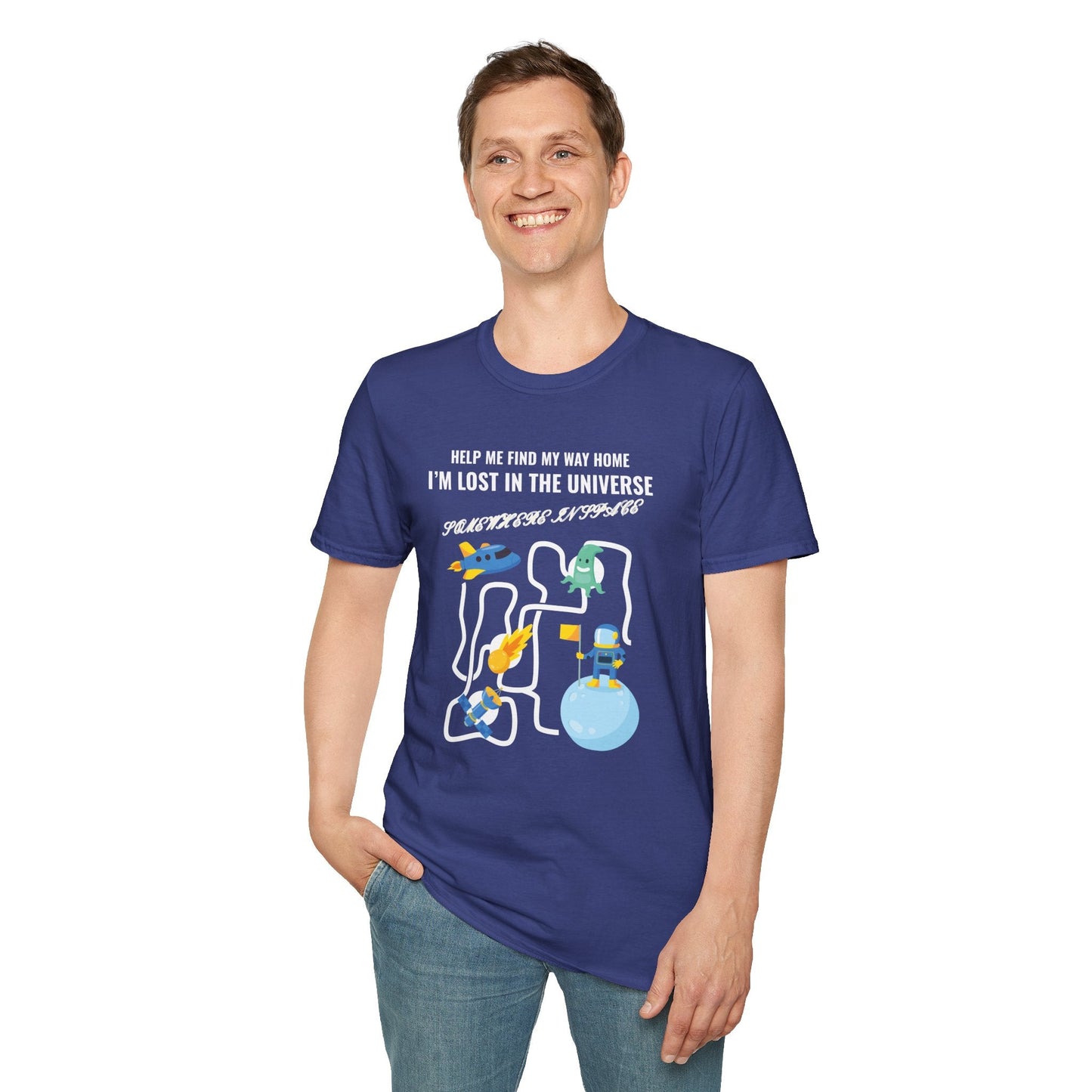 Lost in the Universe TShirt Unisex Cotton Cute Space Maze Graphic Tee