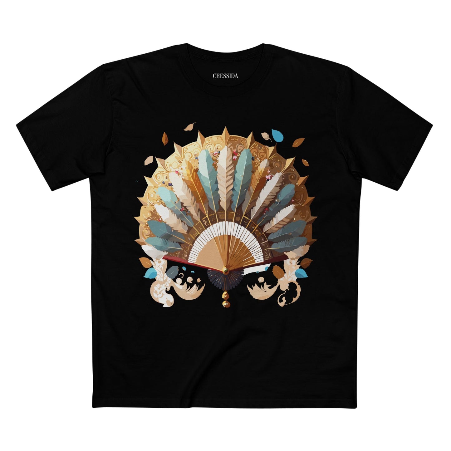 Antique Fan Graphic Design T-Shirt Unisex 100 Cotton Floral Carnival Artwork Tee 7