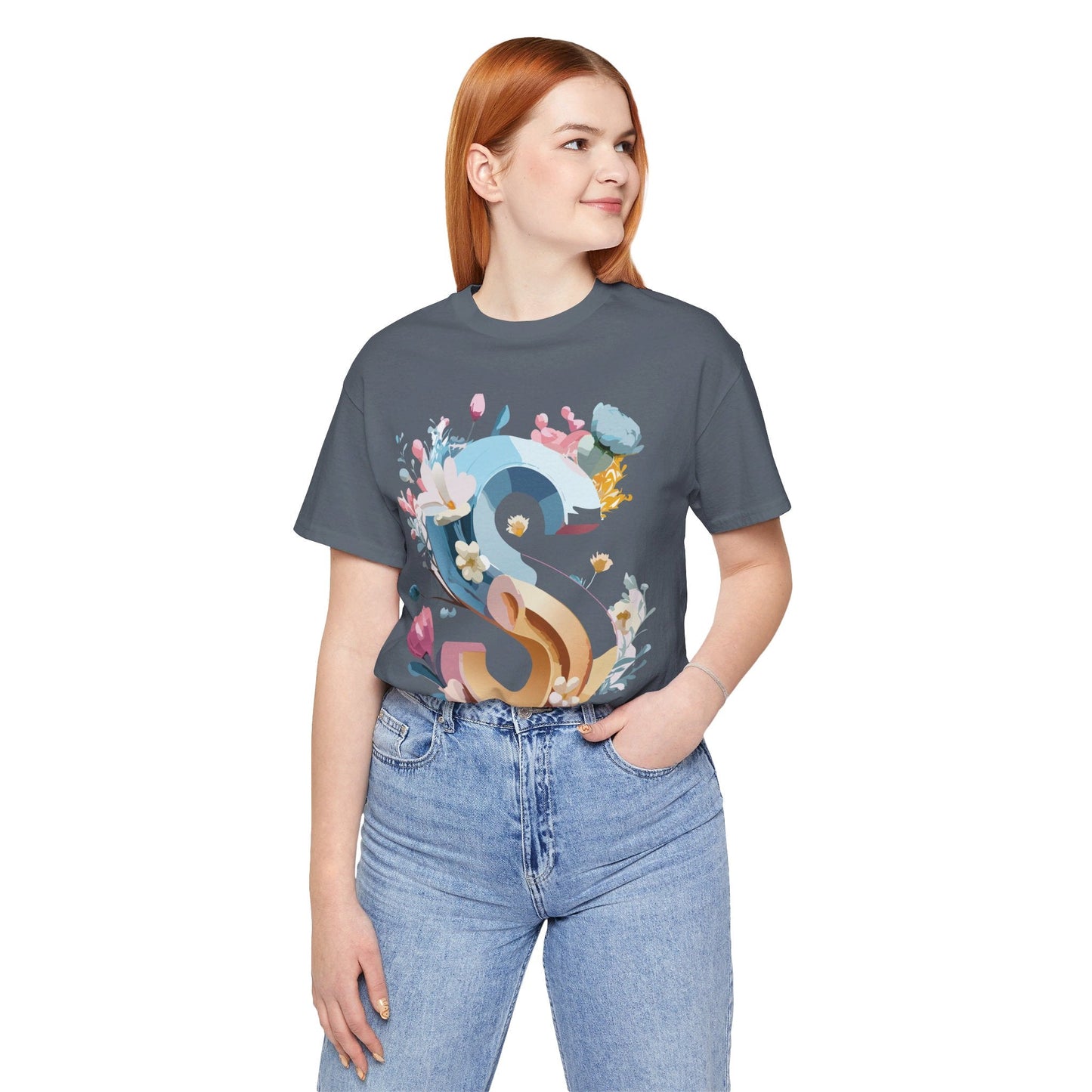 Letter S Shirt Graphic Tee Unisex Jersey Short Sleeve Premium Vintage Inspired Artwork Adelpha