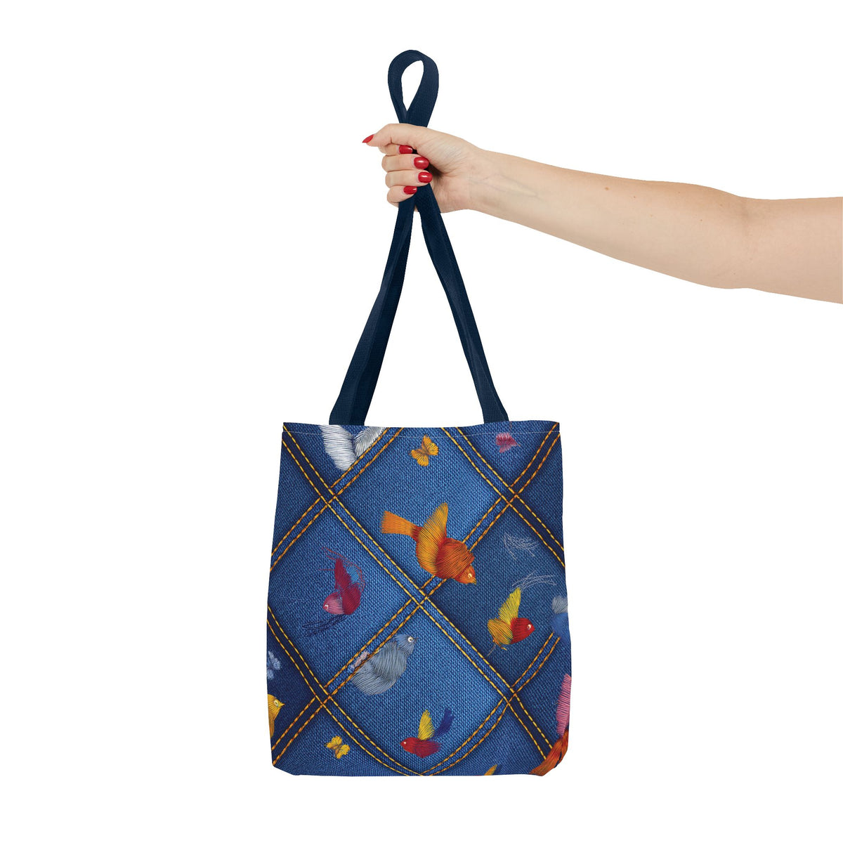 Denim Fabric Imitation Print Unisex Canvas Bag Poly Spun 3 Sizes Tote Bag 194-6
