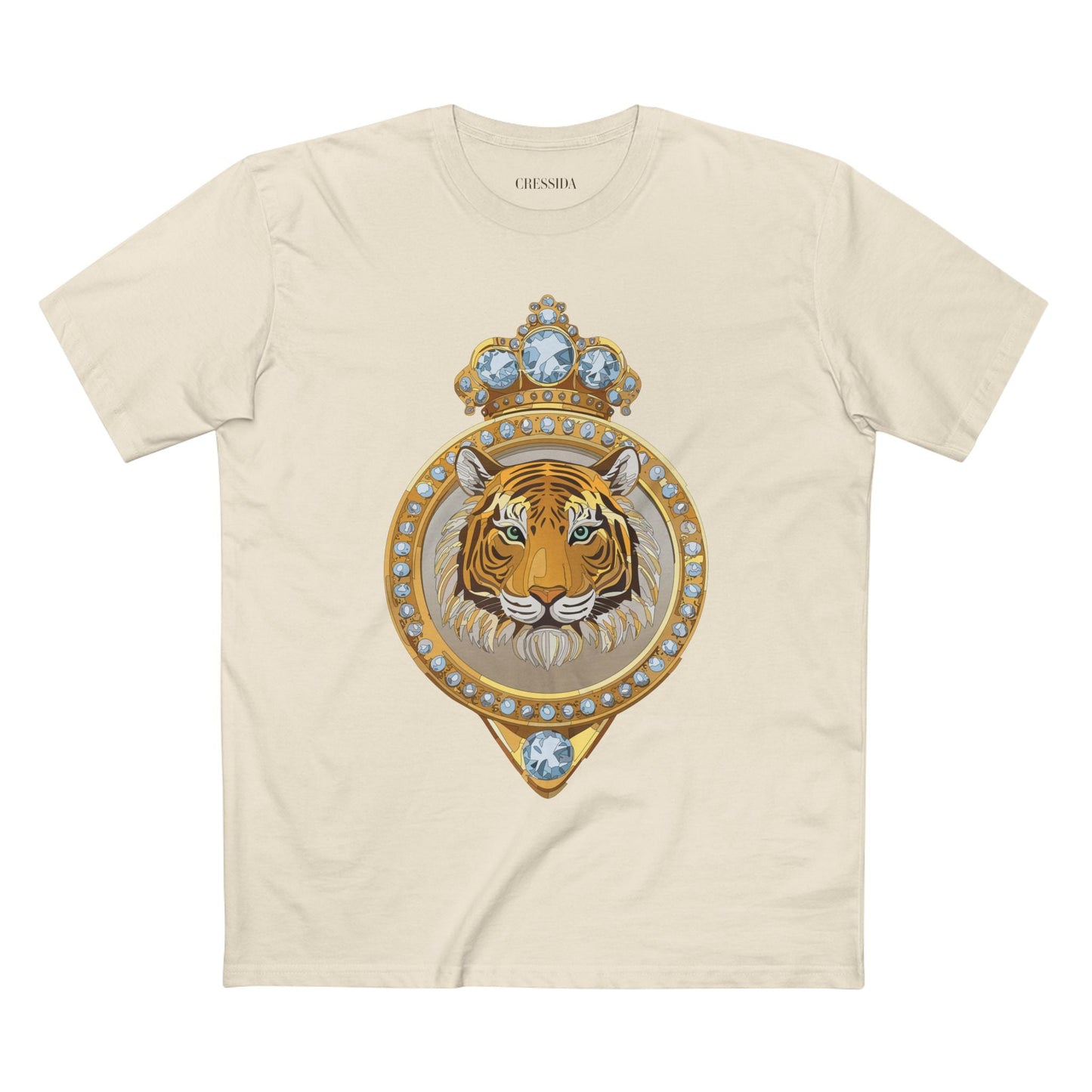 Tiger Graphic Unisex 100 Cotton Tee With Unique Animal Golden Medallion Art Design 2