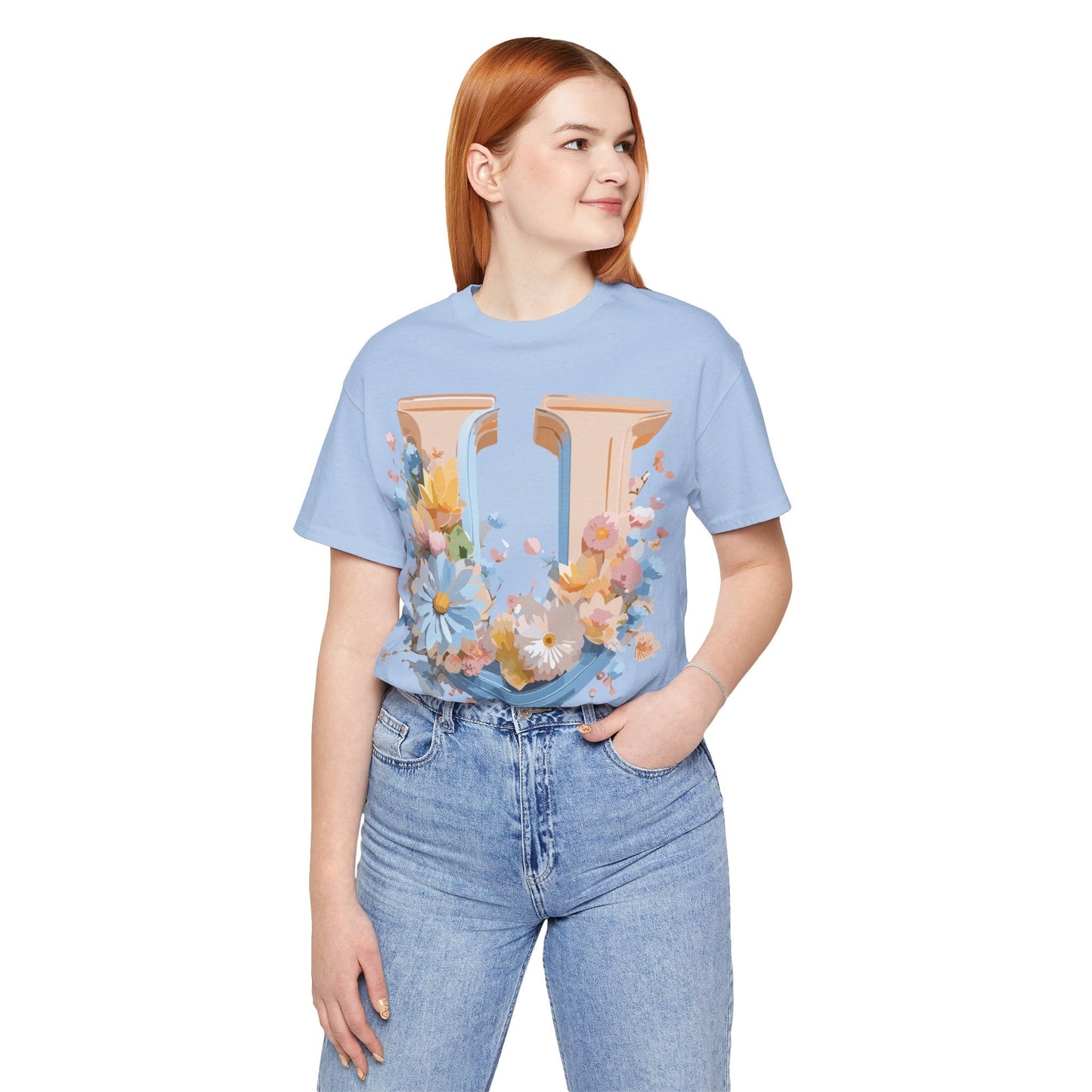 Letter U Shirt Unisex Graphic Tee By Adelpha Vintage Inspired Short Sleeve Art Design