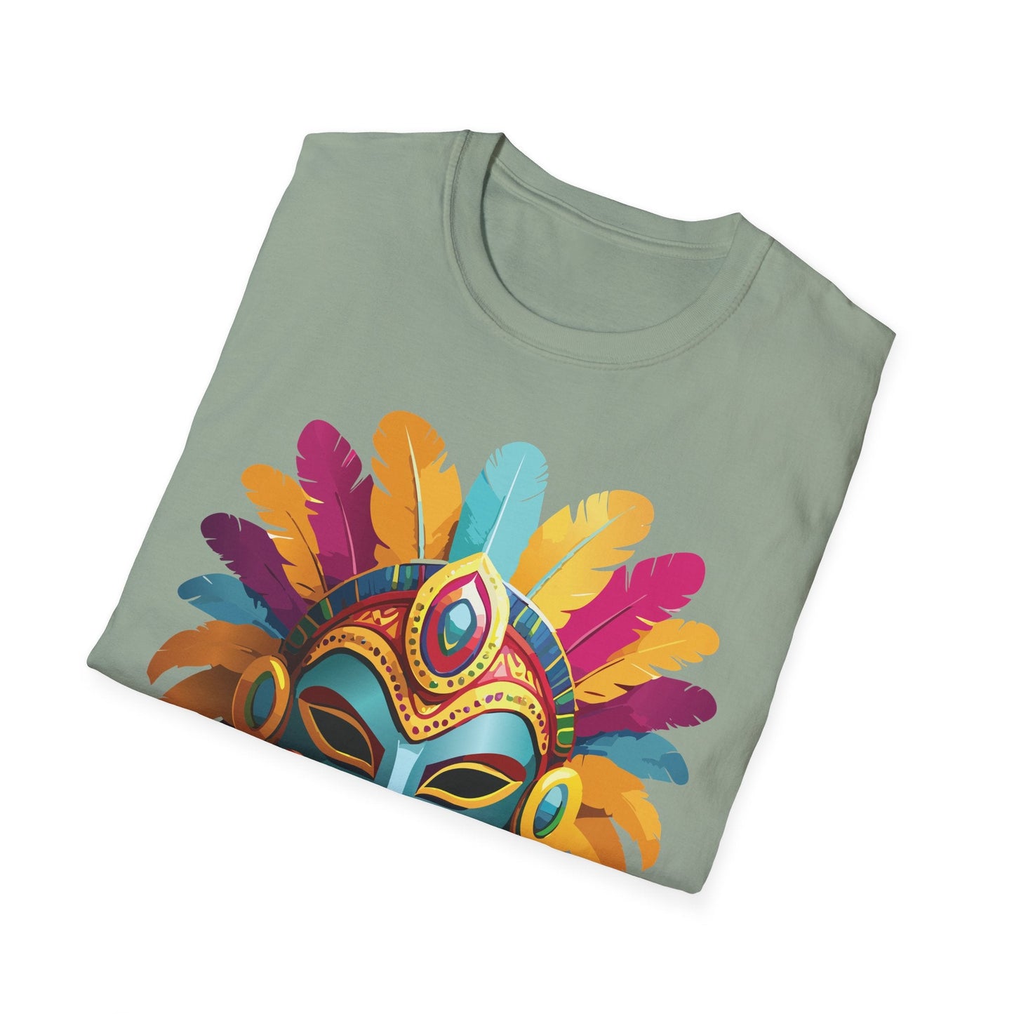 Mask Tee Shirt Unisex Short Sleeve Graphic Tee Masquerade Design 100 Percent Ring Spun Cotton