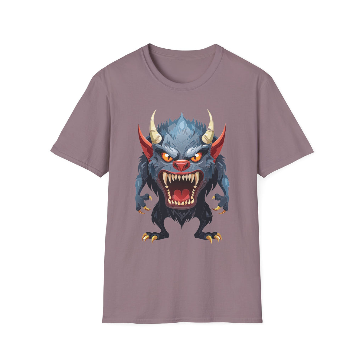 Werewolf Monster T-Shirt — Fierce Demon Face for Halloween Cartoon Graphic Tee Unisex 100 Cotton Gildan T-Shirt