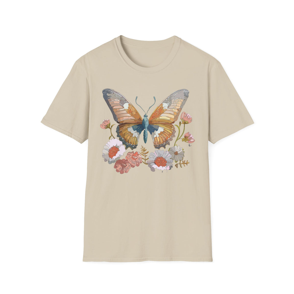 Butterfly Floral Watercolor Wings Graphic Design Unisex 100 Cotton Gildan T-Shirt