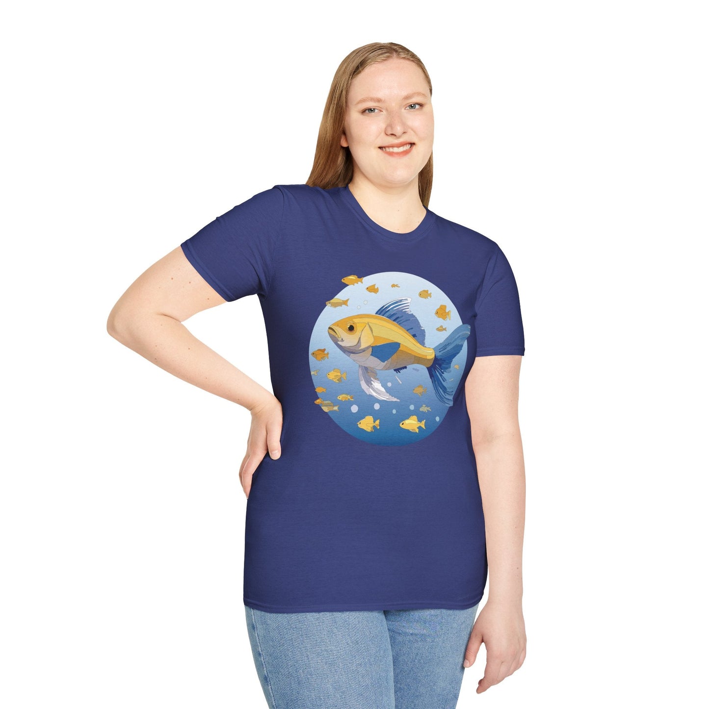 Fish Art Graphic Tee Shirt For Men And Women Unisex Cotton Softstyle Tee With Fish Artwork Design