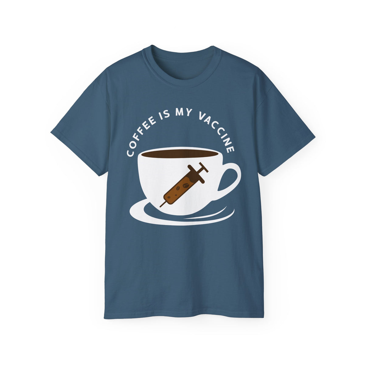 Coffee Is My Vaccine Tee | Coffee Cup with Syringe Graphic