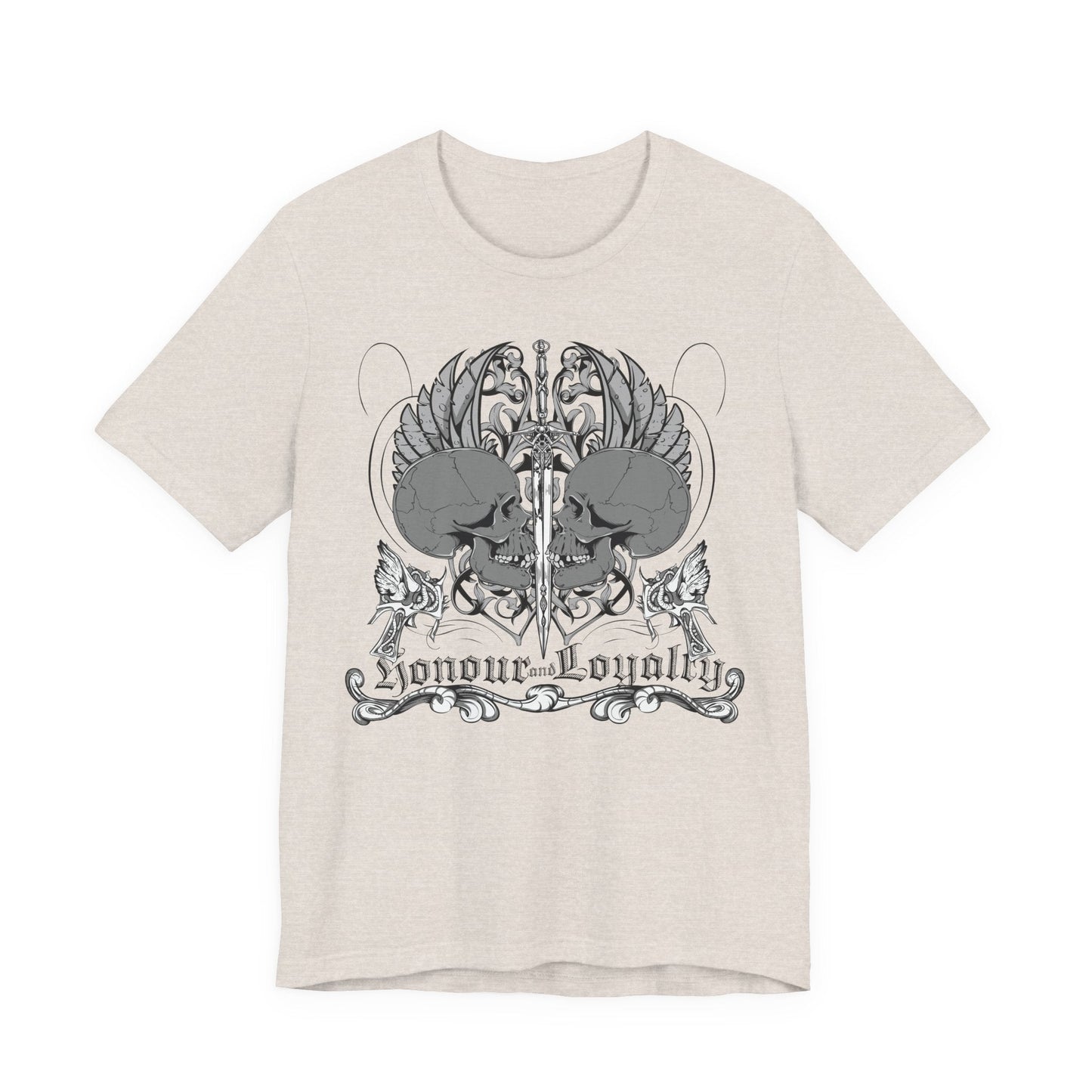 Honor Loyalty crest tee Gothic heraldry skulls wings emblem Art-48