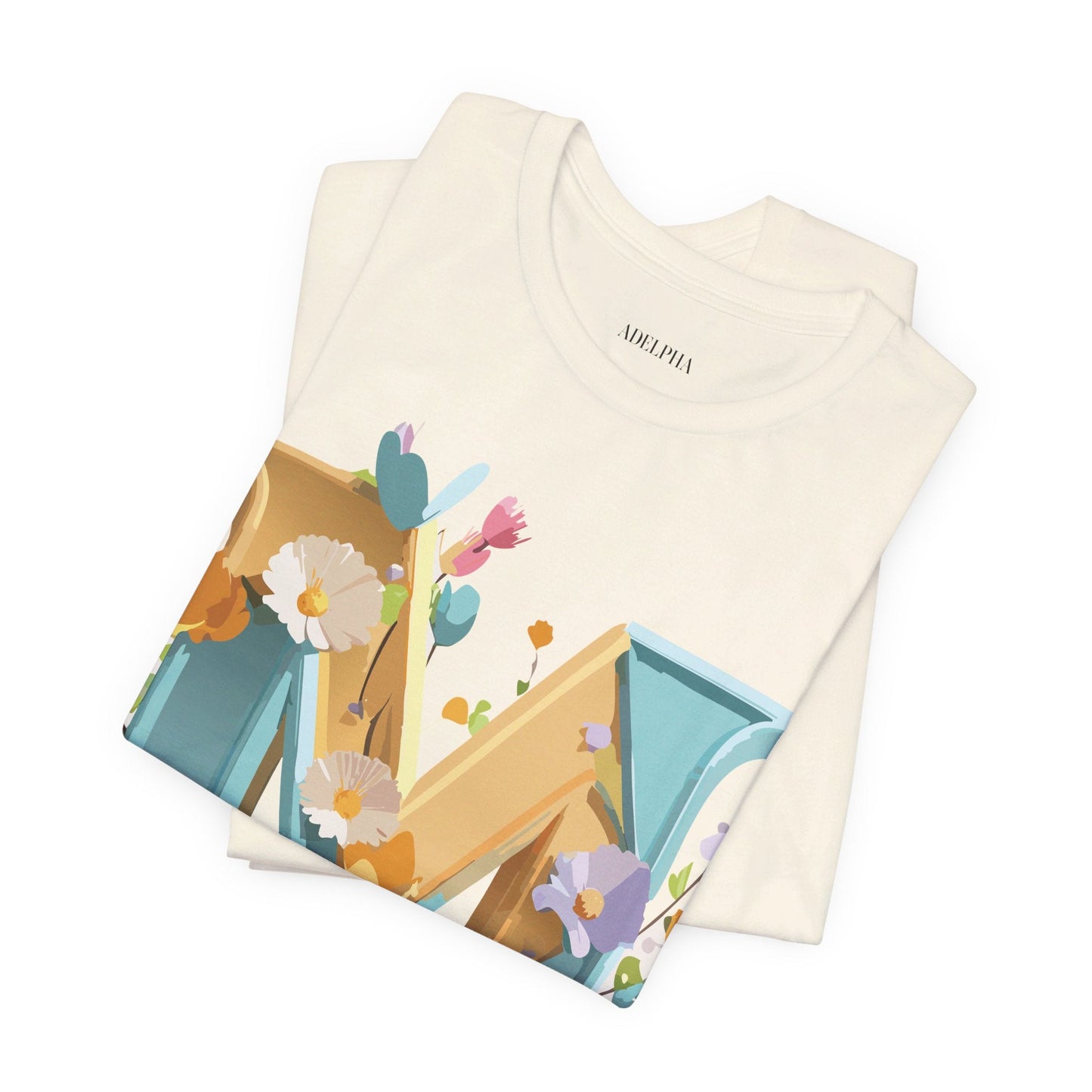 Letter M Shirt Unisex Graphic Tee Vintage Inspired Artwork Adelpha Jersey Short Sleeve