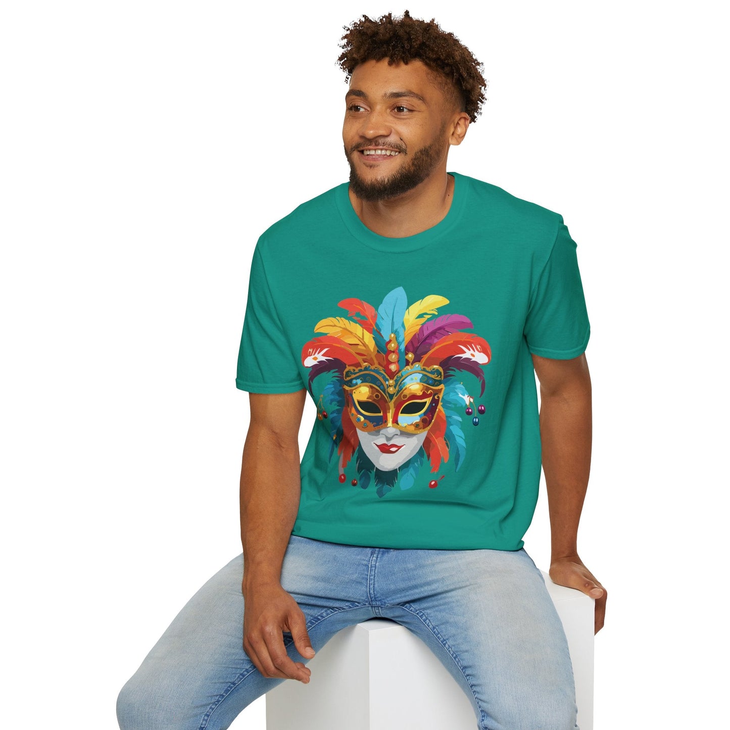 Mask Tee Shirt Unisex Masquerade Art Design Gildan Softstyle 64000 Short Sleeve Tee