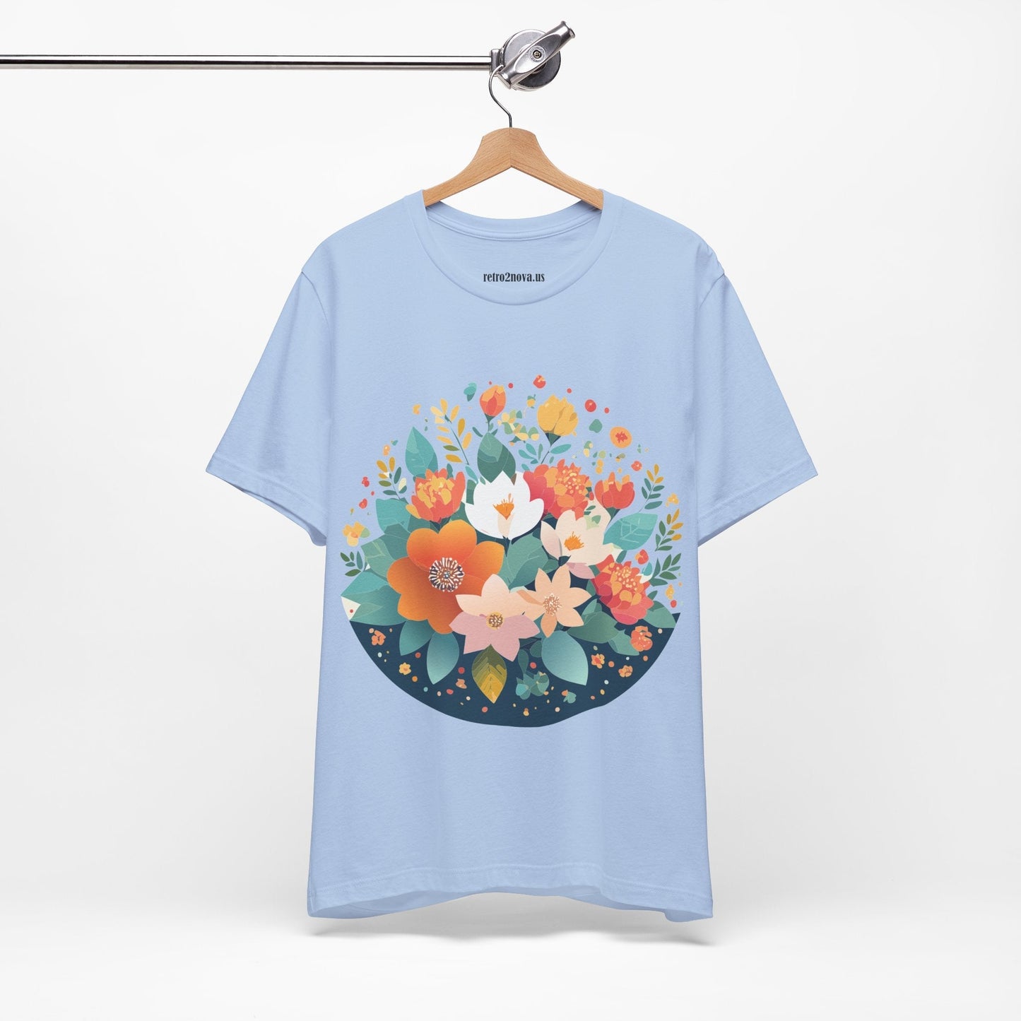 Floral Flowers Shirt Unisex Lightweight Breathable Jersey Tee Floral Pattern Short Sleeve