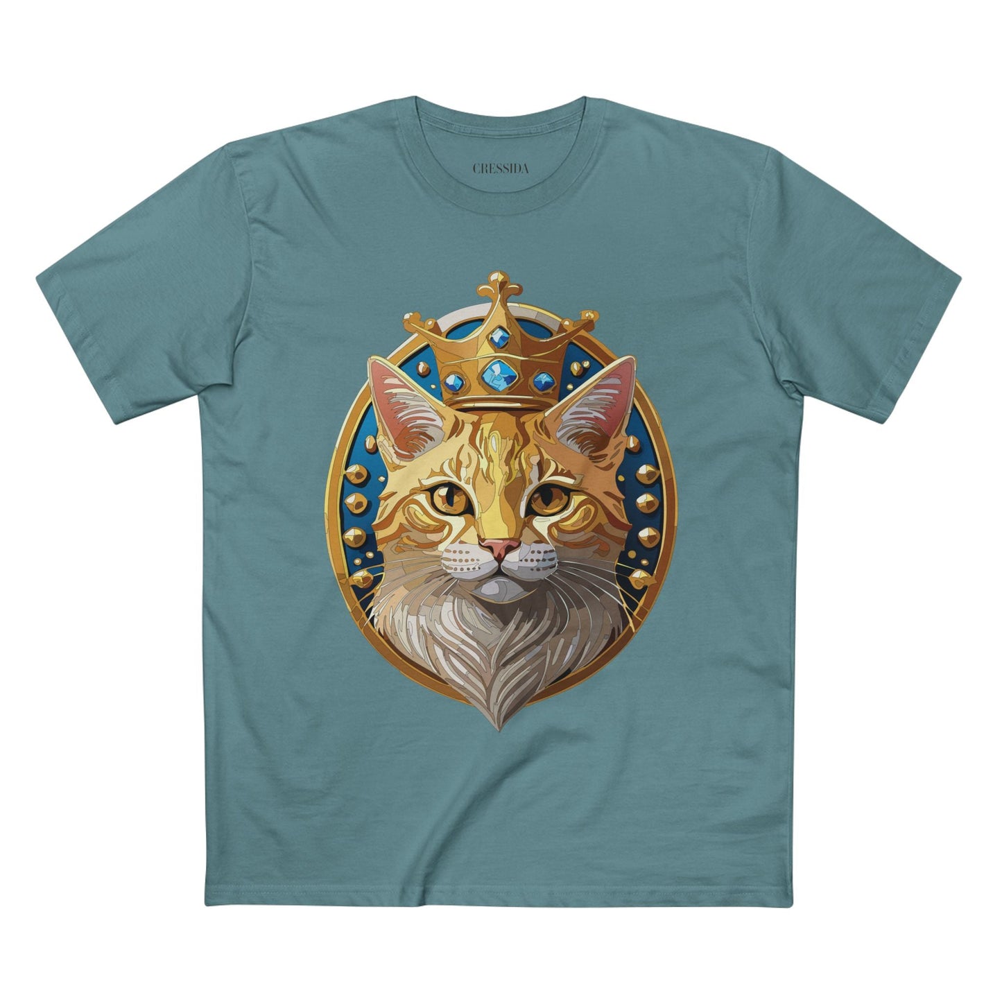 Cat Graphic Unisex 100 Cotton Tee With Unique Animal Golden Medallion Art Design 15