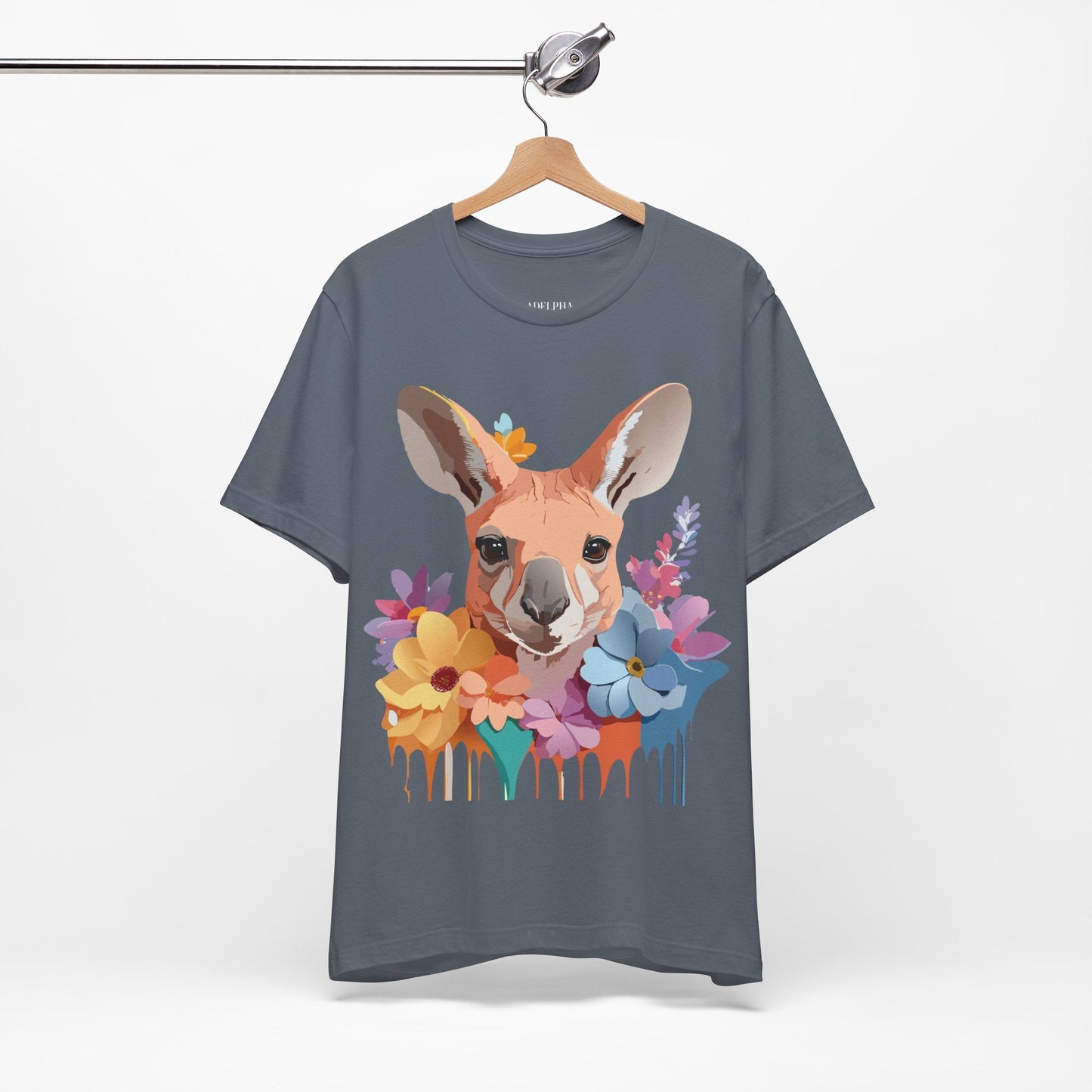 Adelpha Unisex Graphic Tee Kangaroo Art Design Short Sleeve Shirt Premium Vintage Inspired Comfort