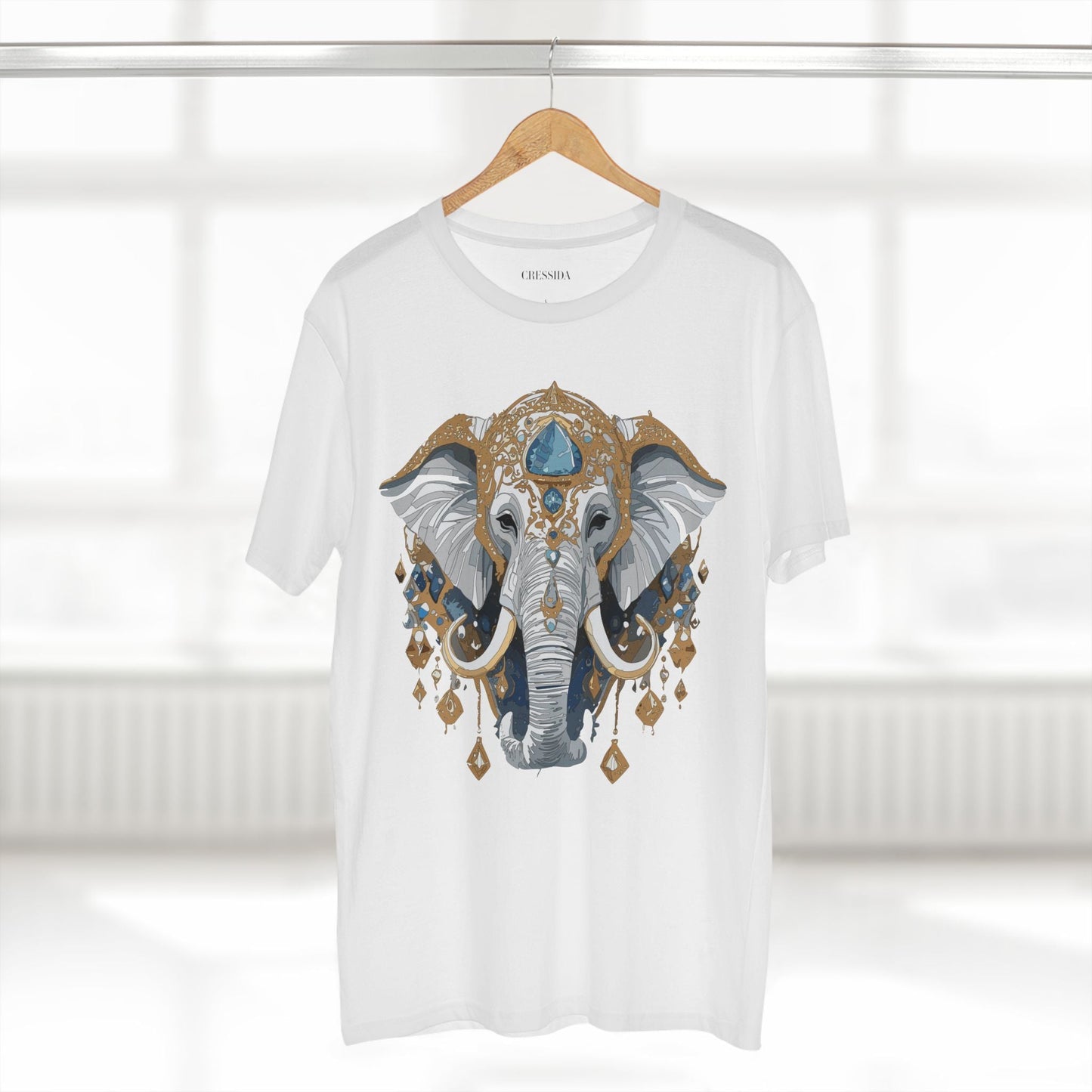 Elephant Graphic Unisex 100 Cotton Tee With Unique Animal Golden Medallion Art Design 40