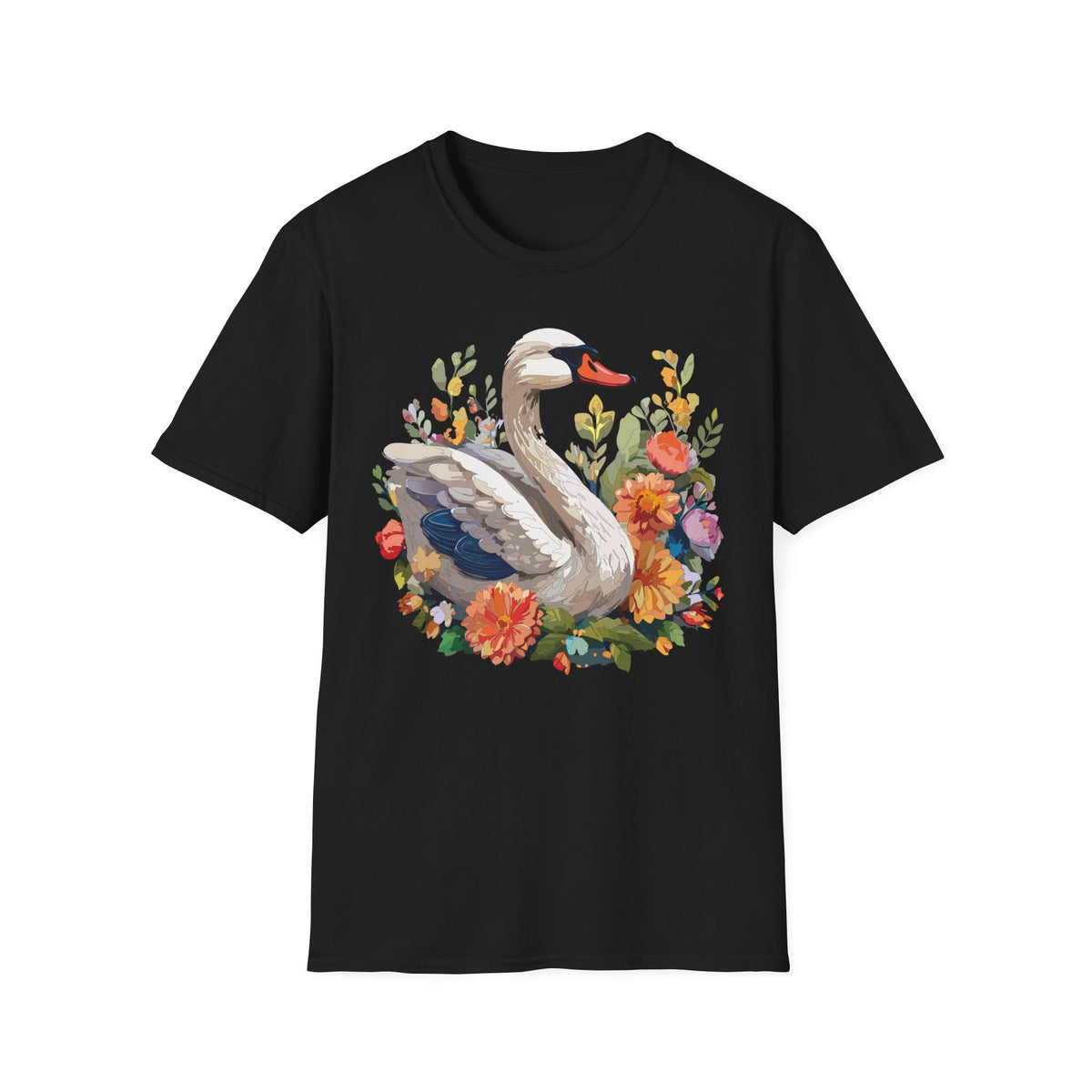 Swan Floral Illustration T-Shirt | Swans, Flowers, Botanical Art
