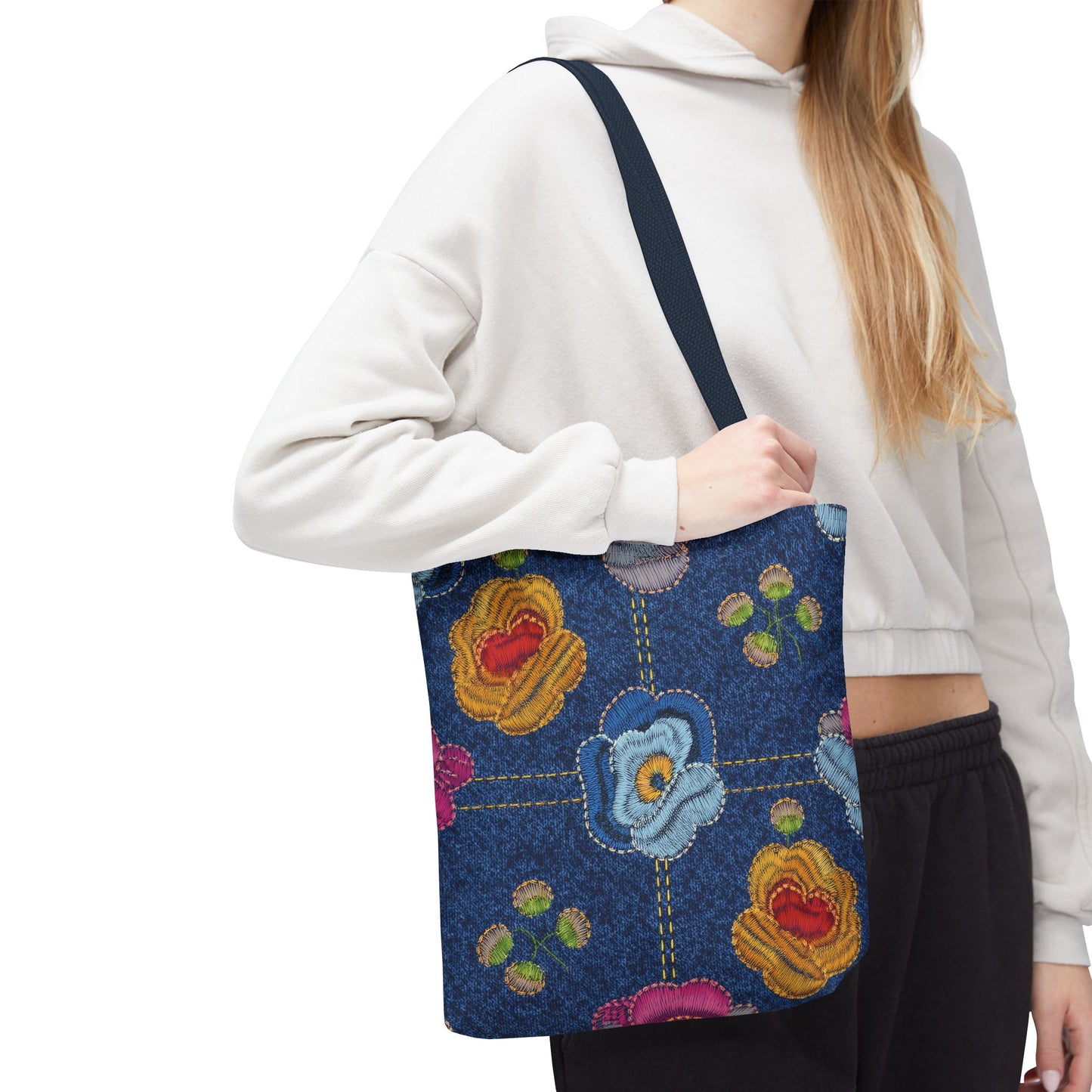 Denim Fabric Imitation Print Unisex Canvas Bag Poly Spun 3 Sizes Tote Bag 159-5