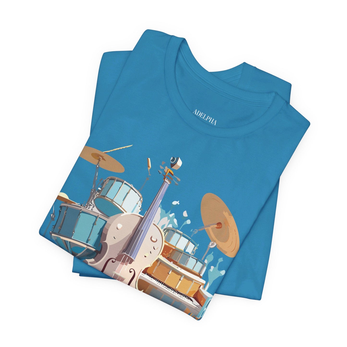 Music Graphic Unisex 100 Cotton Vintage Art with Musical Elements Tee 84