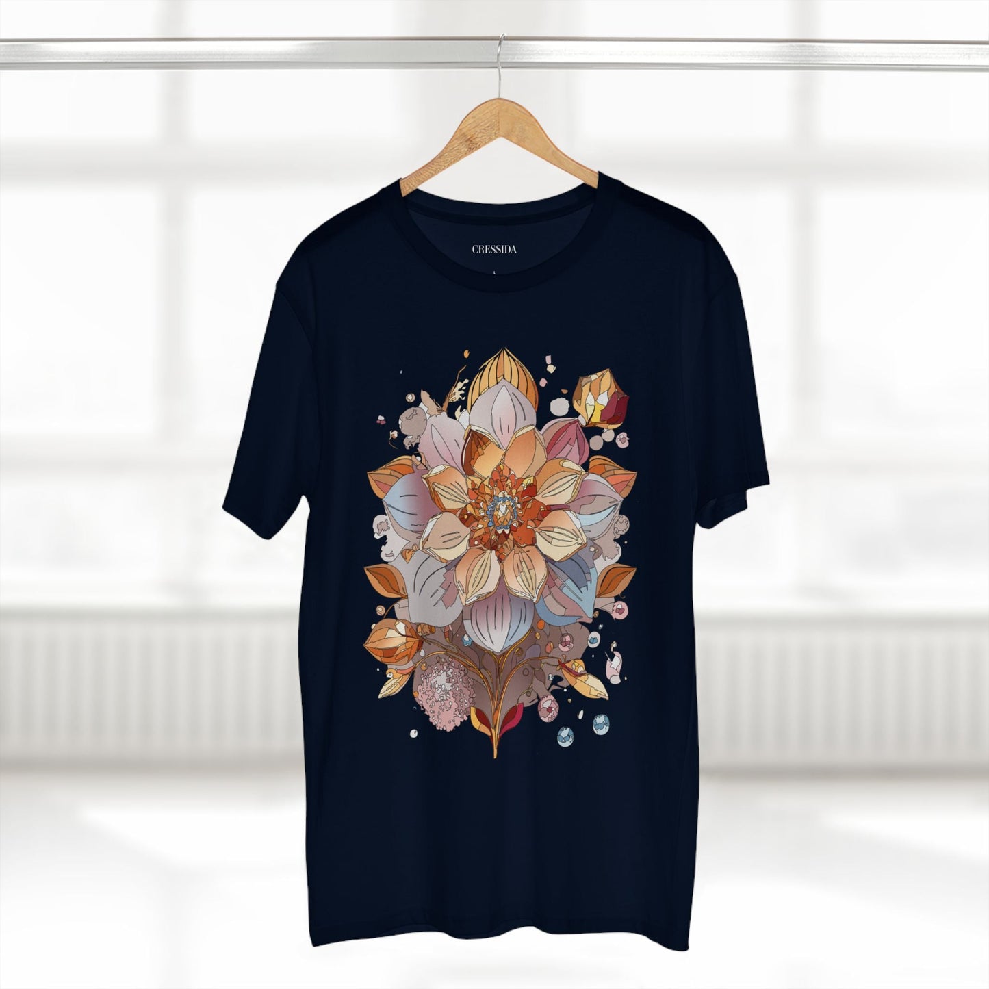 Floral Graphic T-Shirt Unisex 100 Cotton Art Design with Antique Flowers Tee 5