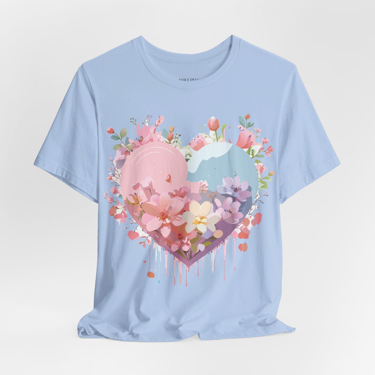 Valentine Day Graphic Unisex 100 Cotton Vintage Artwork with Love and Flower Design Tee 31