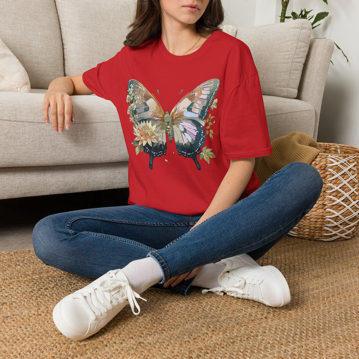 Butterfly Floral T-Shirt — Watercolor Garden Wings Graphic Design Unisex 100 Cotton Gildan T-Shirt