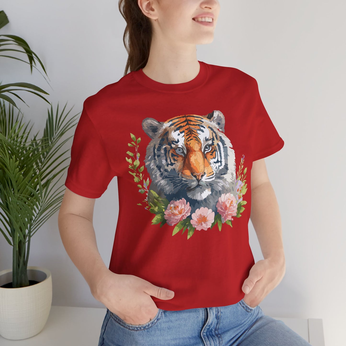 Floral Tiger Shirt, Animal Shirt, Tiger Tee, Unisex Tee, Floral T-shirt, T-Shirt with Animal