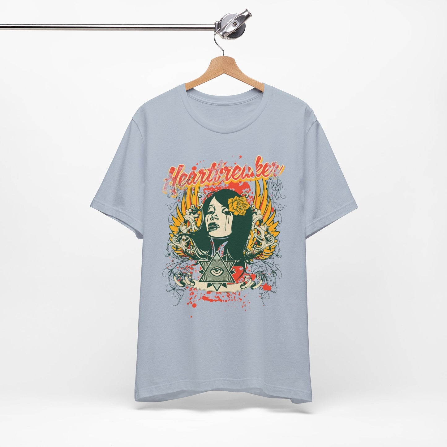 Heartbreaker Illustration Tee Retro Femme Portrait Floral Skull Graphic T-Shirt