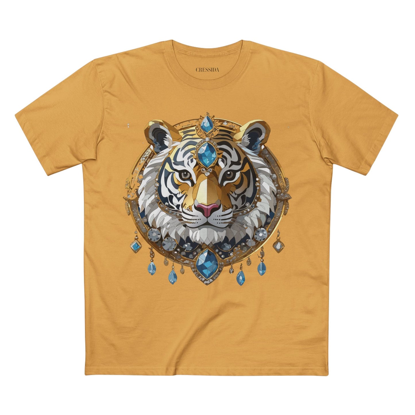 Tiger Graphic Unisex 100 Cotton Tee With Unique Animal Golden Medallion Art Design 54