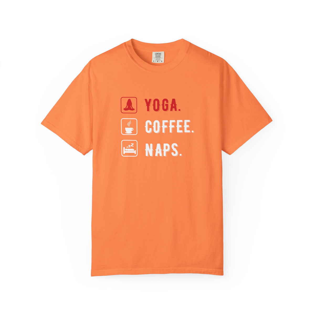 Yoga Coffee Naps Relaxation Icons Unisex Comfort Colors Garment-Dyed Heavyweight 100 Cotton Art Design T-Shirt w197
