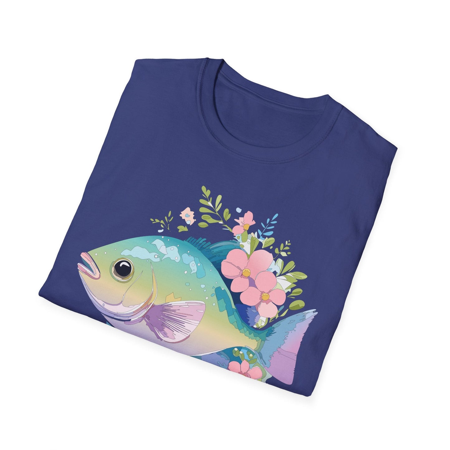 Fish Art Graphic Tee Unisex Gildan Softstyle 64000 100 Percent Ring Spun Cotton Comfortable Tee
