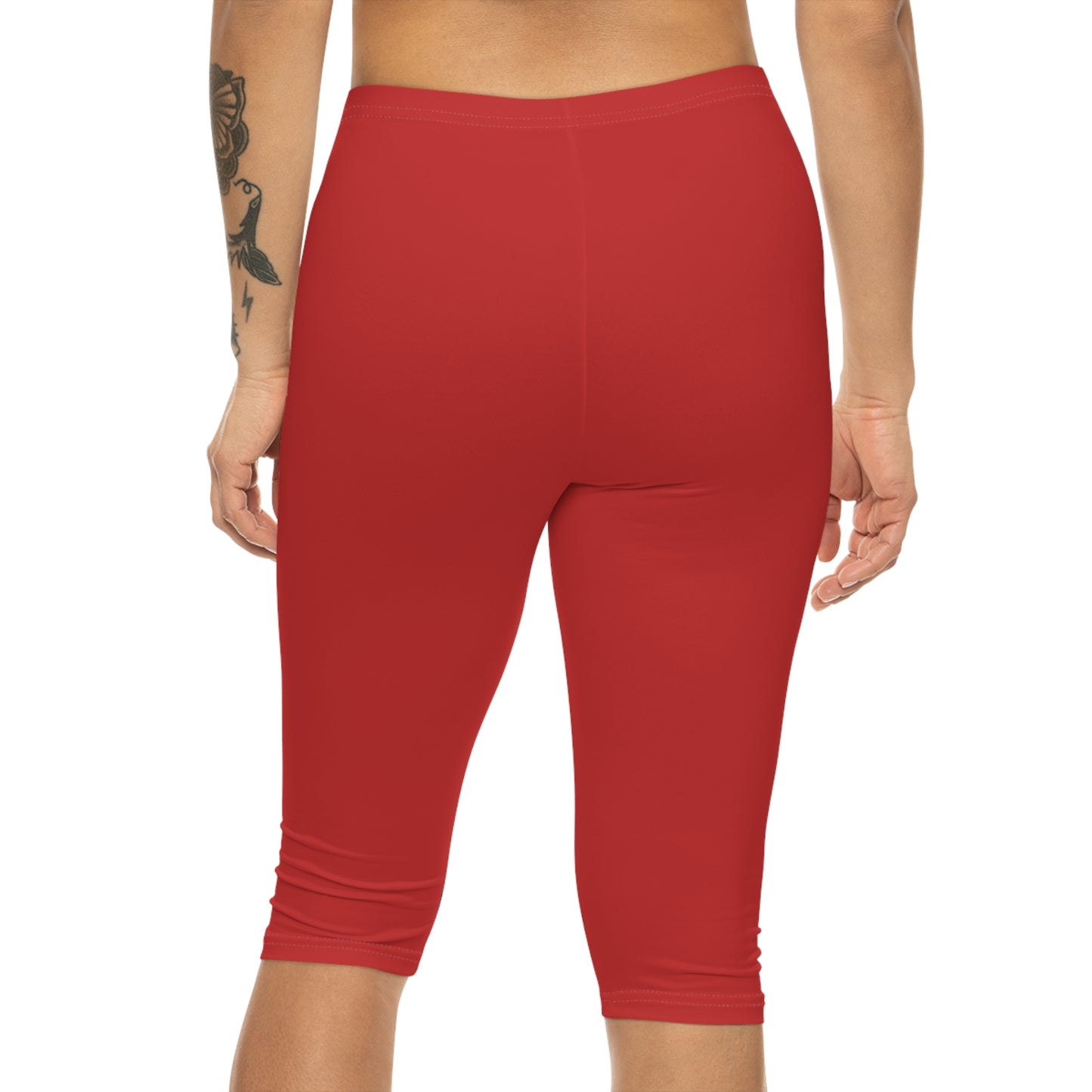 Tomato Jam Color Women's Brushed Suede Poly Span Casual Capri Leggings XS-2XL