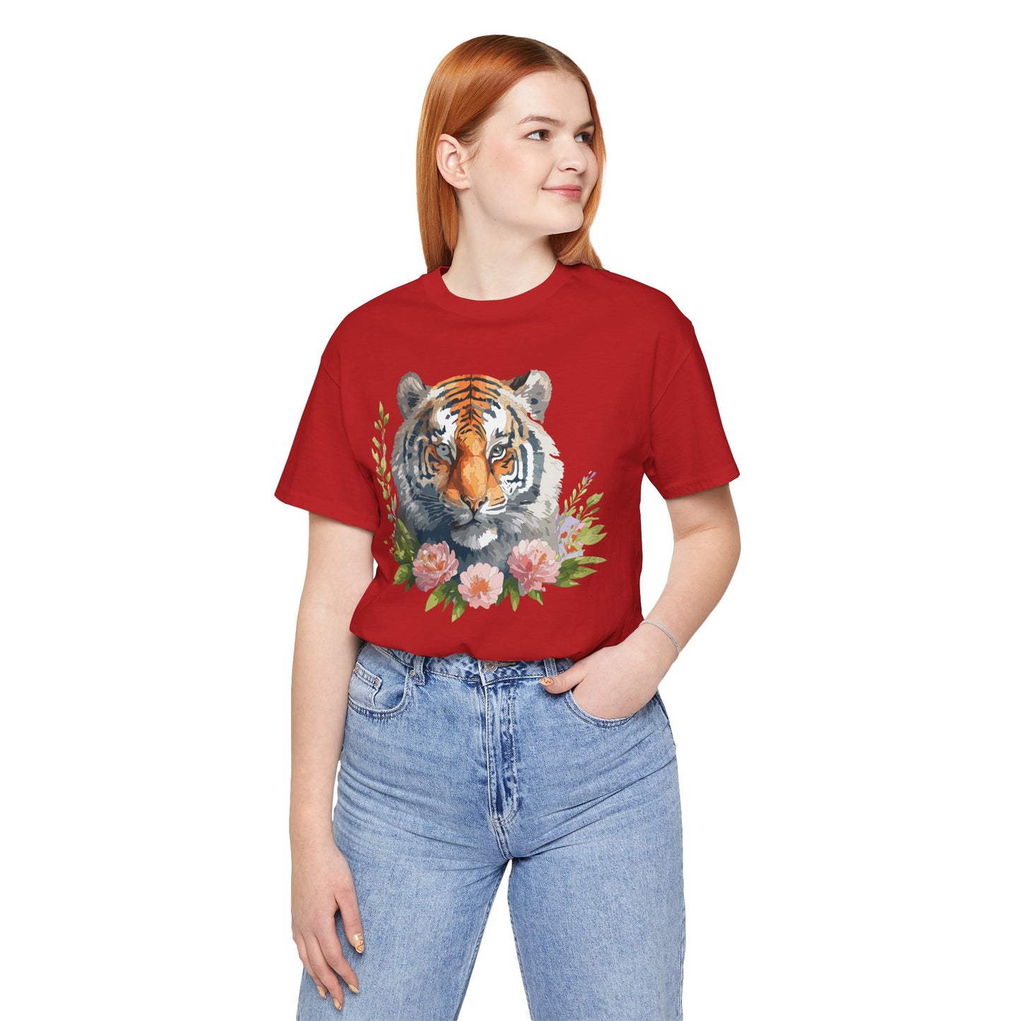 Floral Tiger Shirt, Animal Shirt, Tiger Tee, Unisex Tee, Floral T-shirt, T-Shirt with Animal