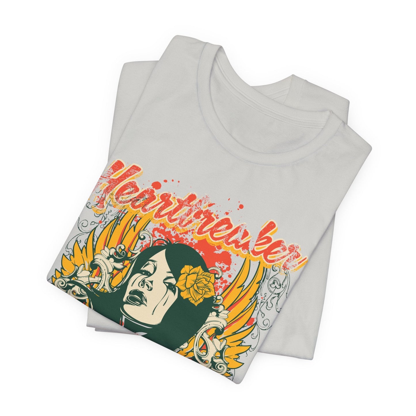 Heartbreaker Illustration Tee Retro Femme Portrait Floral Skull Graphic T-Shirt