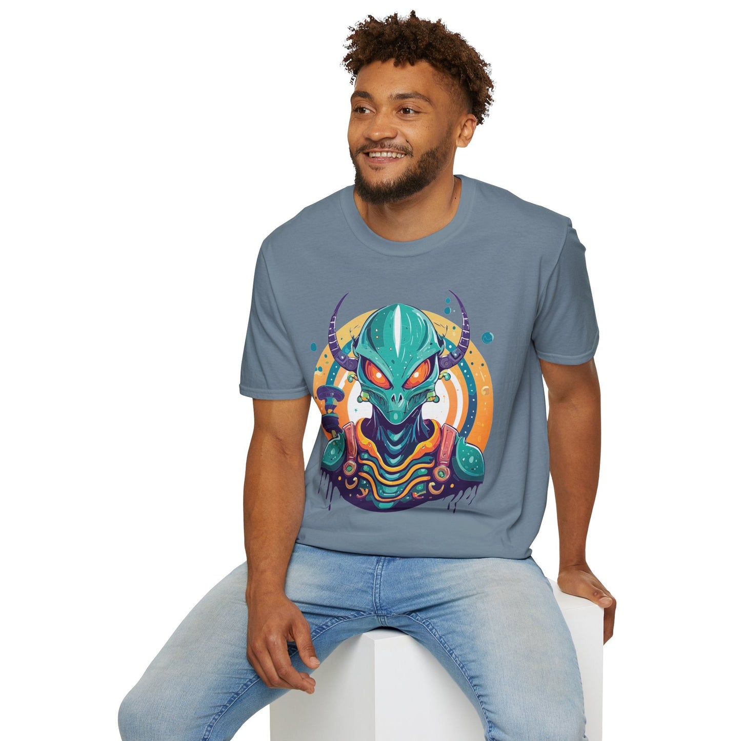 Alien Graphic Unisex Cotton Softstyle UFO Artwork Tee 14