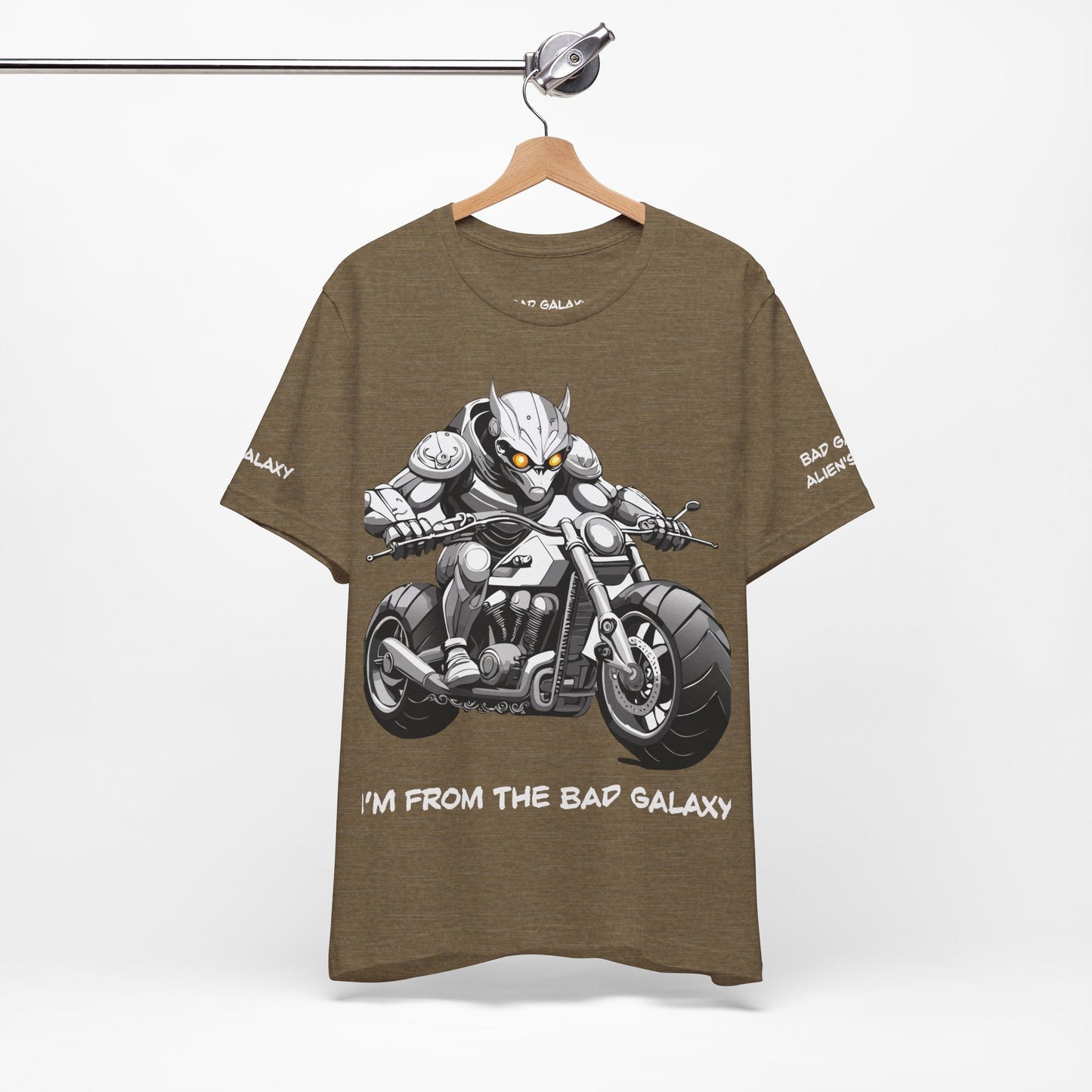 Tee Shirt With Alien From Bad Galaxy 100 Percent Cotton Lightweight Made In USA Eco Friendly Inks