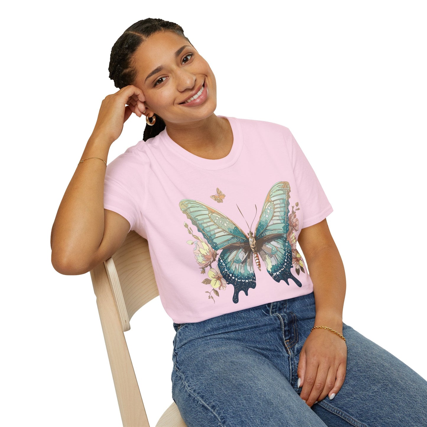 Butterfly Print Unisex T Shirt Monarch Design Softstyle 64000 Gildan Cotton Tee Quality