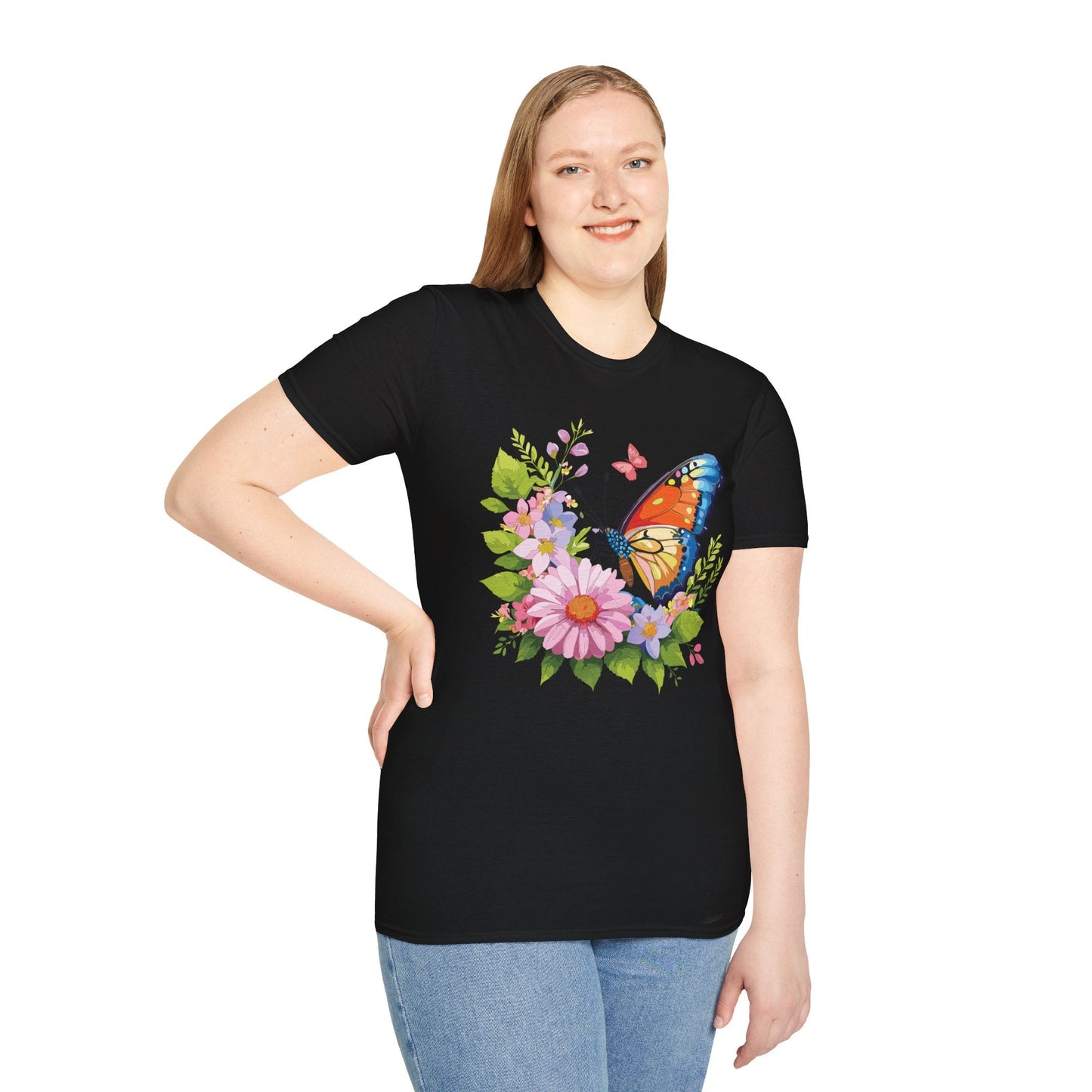 Butterfly T Shirt Unisex Short Sleeve Gildan Softstyle 64000 Monarch Butterfly Design Graphic