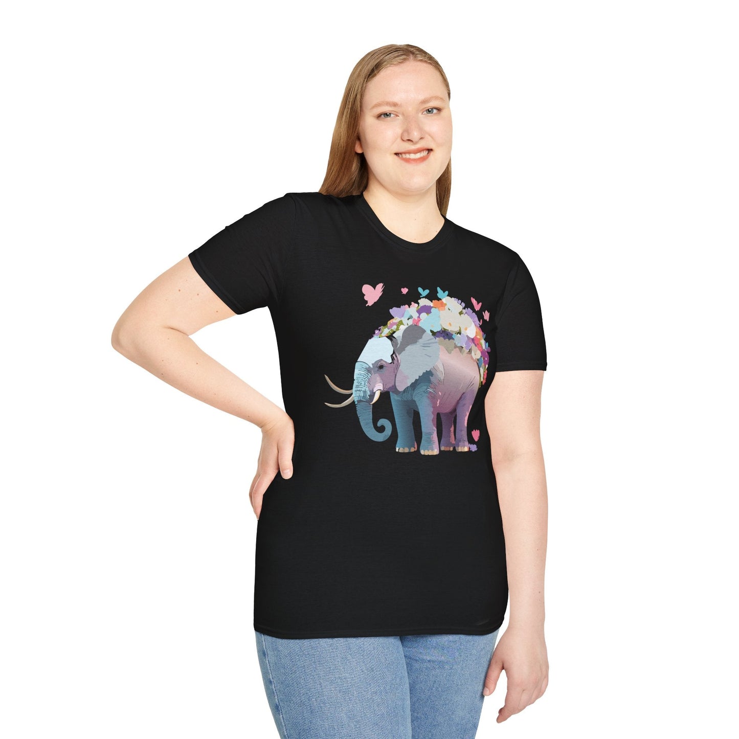 Elephant Graphic T Shirt Unisex Cotton Softstyle Tee Gildan 64000 Elephant Design For Animal Lovers