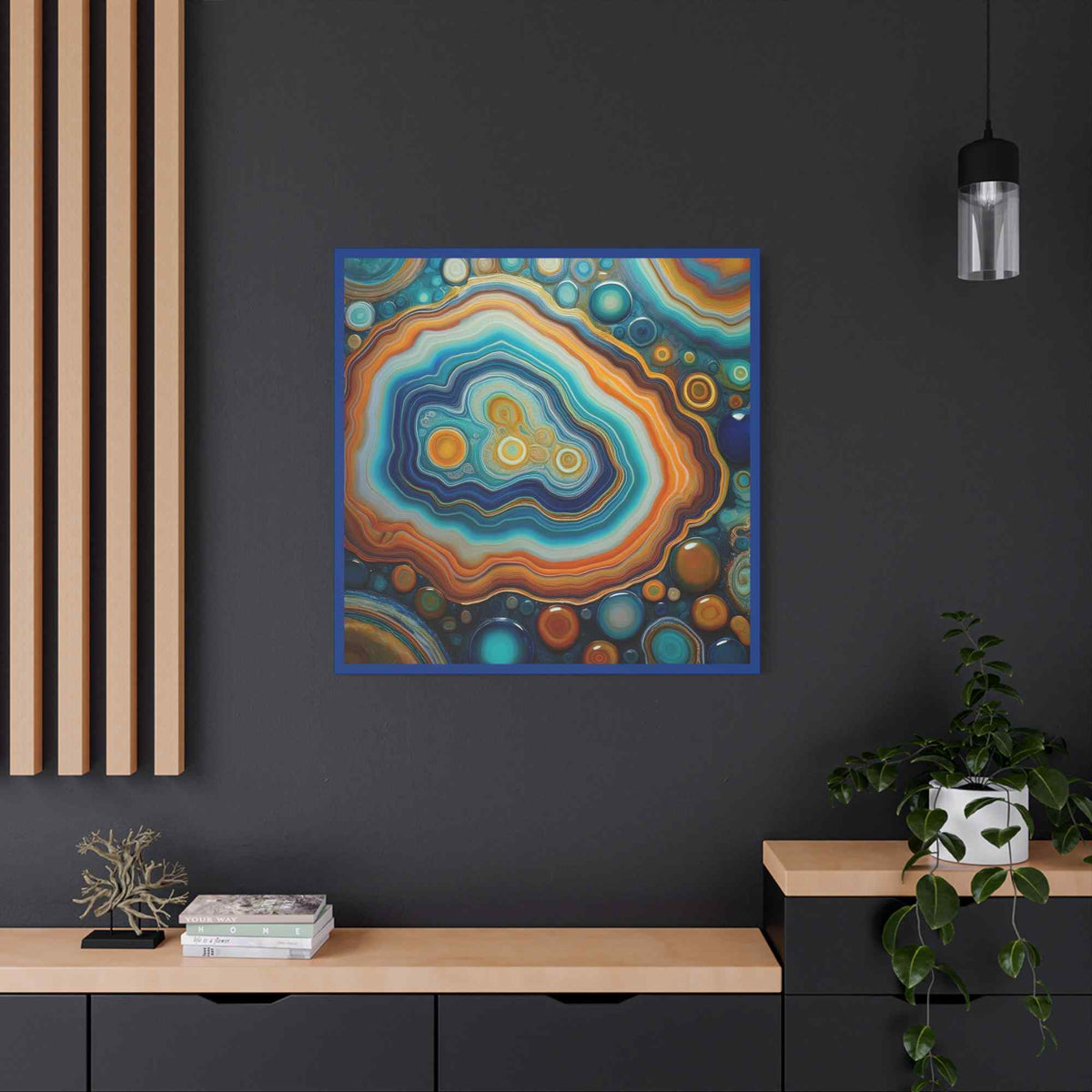 Agate Stone Graphic Print Canvas, Oil Paint Print 20x20, 24x24, 30x30, 32x32, 36x36 Canvas Pine-Wood Inner Frame MC-190